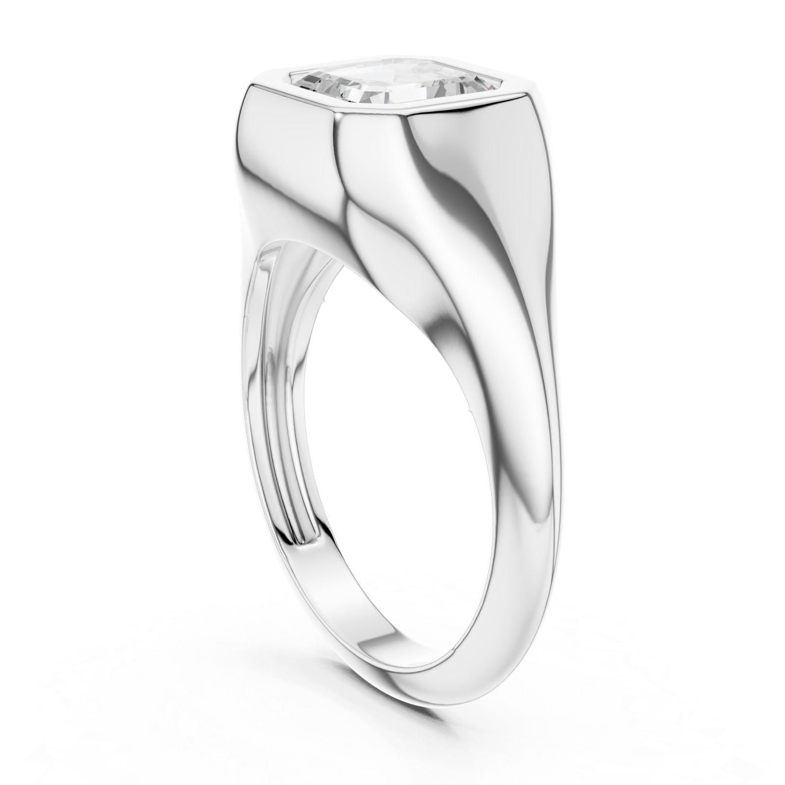  White Gold Hexa Crest Statement Ring Left View