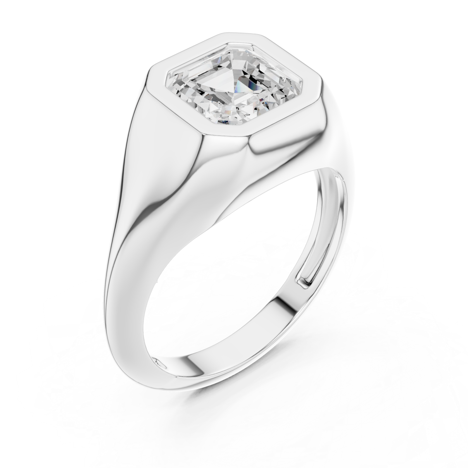  White Gold Hexa Crest Statement Ring Right View