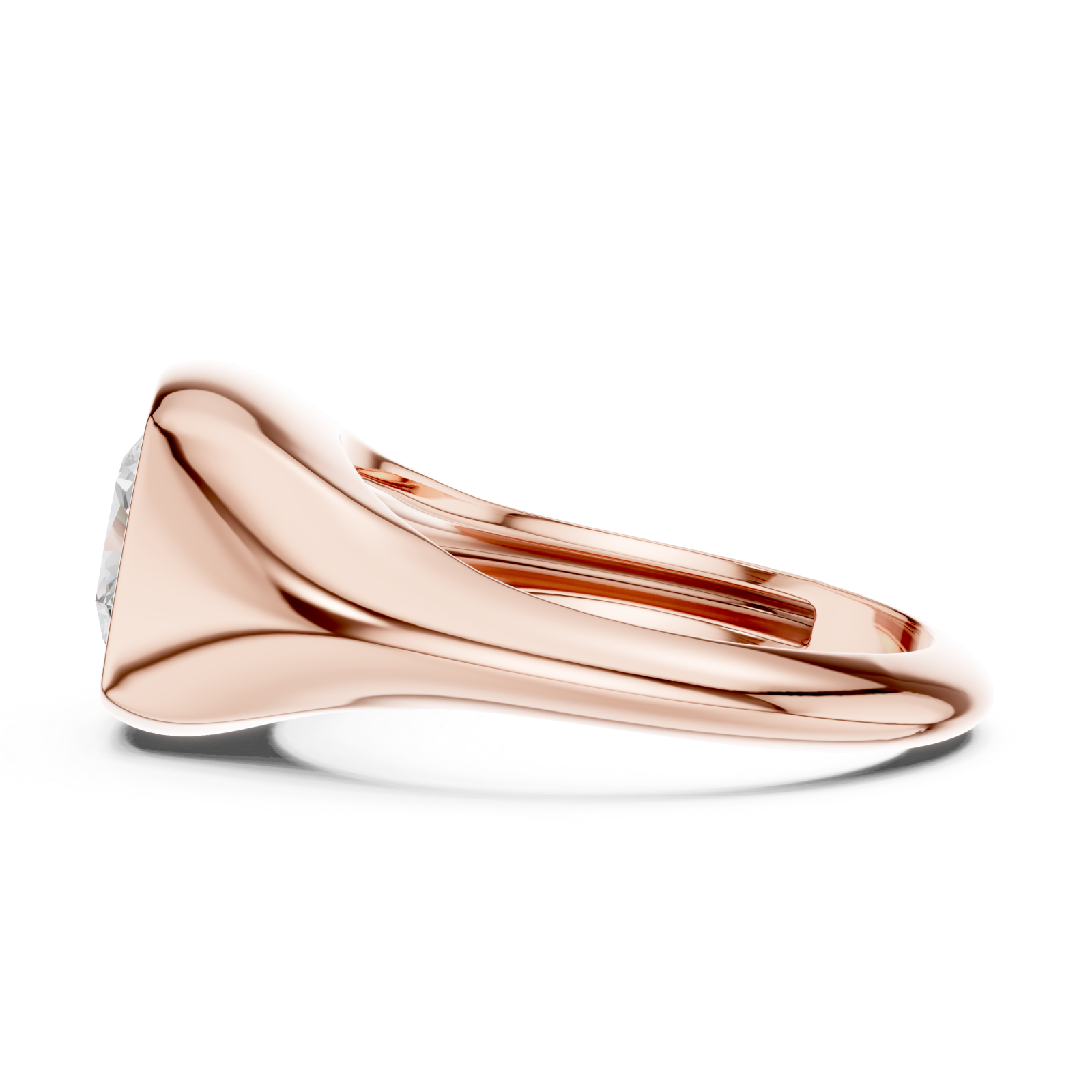  Rose Gold Regal Contour Solitaire Ring Side View