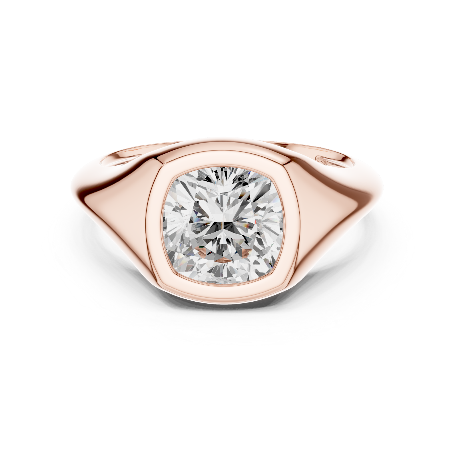  Rose Gold Regal Contour Solitaire Ring Front View
