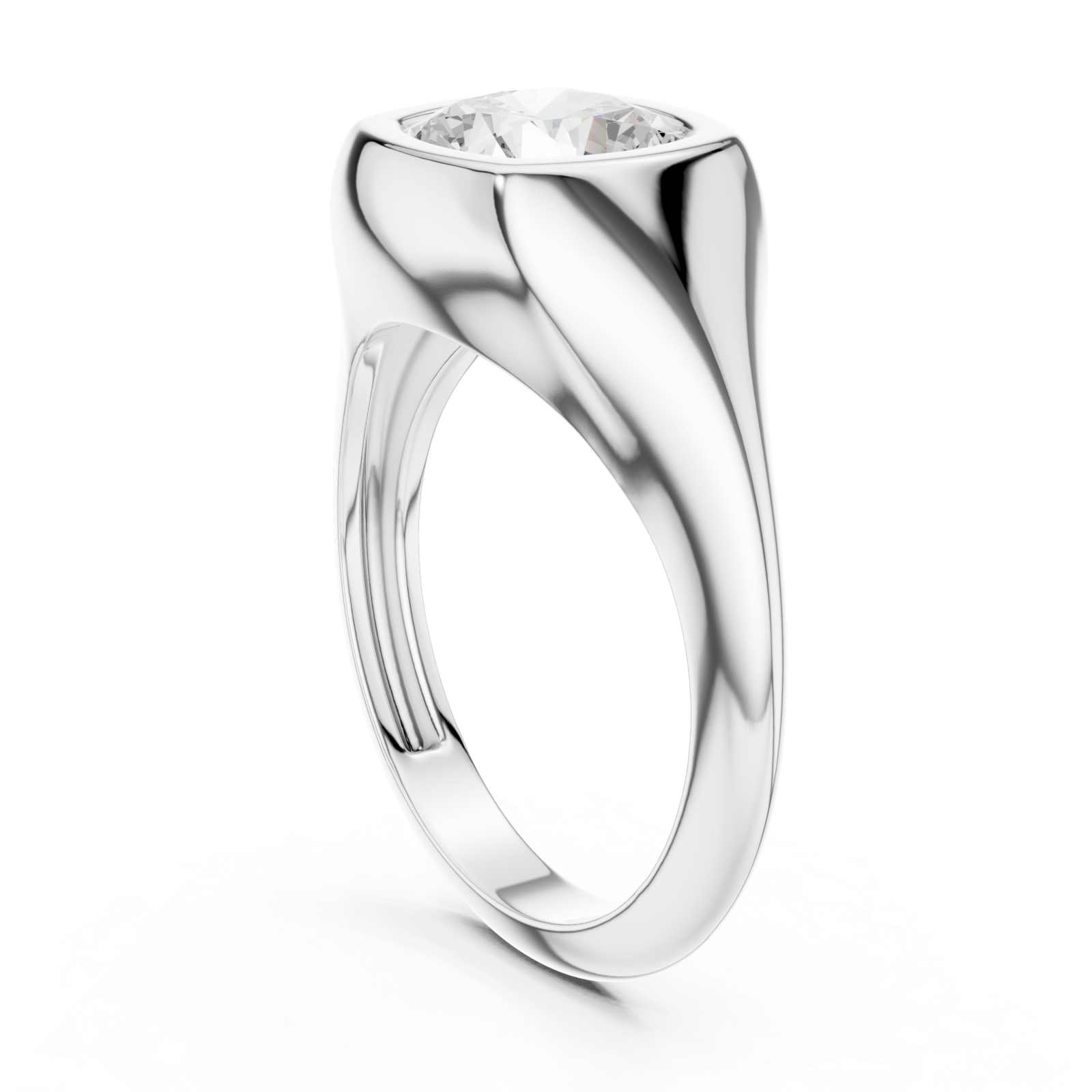  White Gold Regal Contour Solitaire Ring Left View