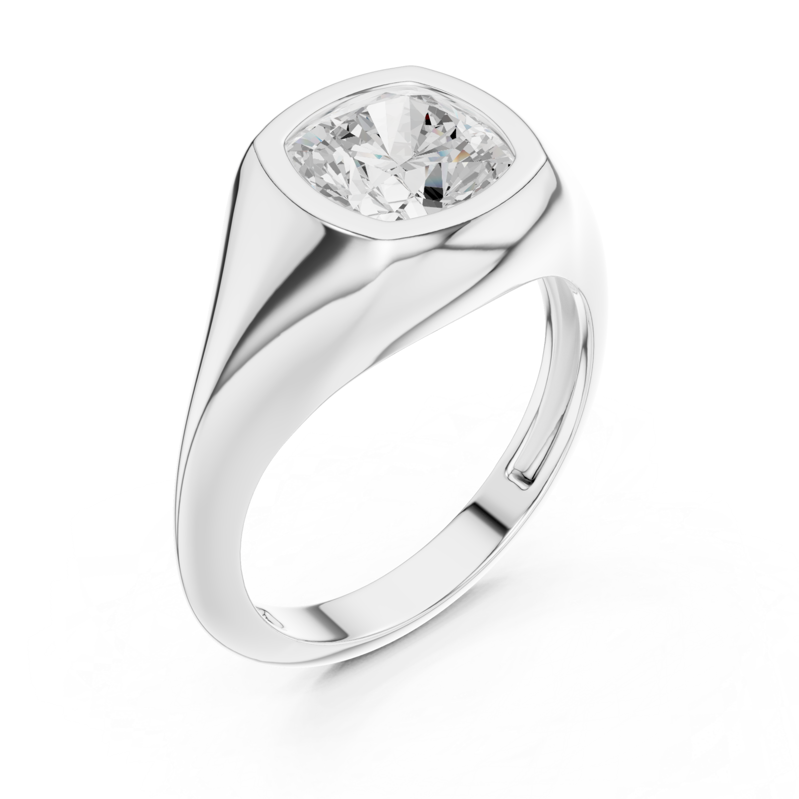  White Gold Regal Contour Solitaire Ring Right View