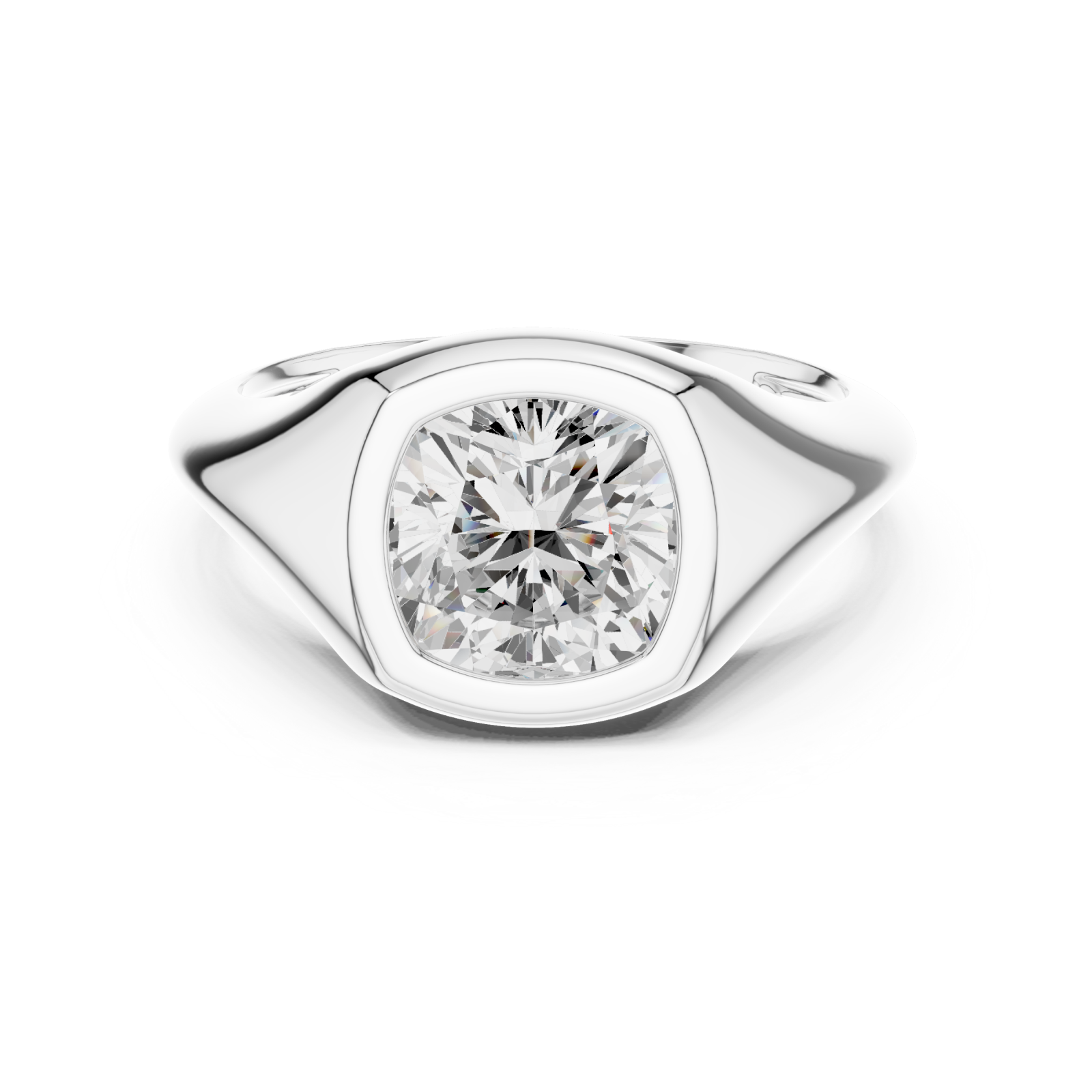  White Gold Regal Contour Solitaire Ring Front View
