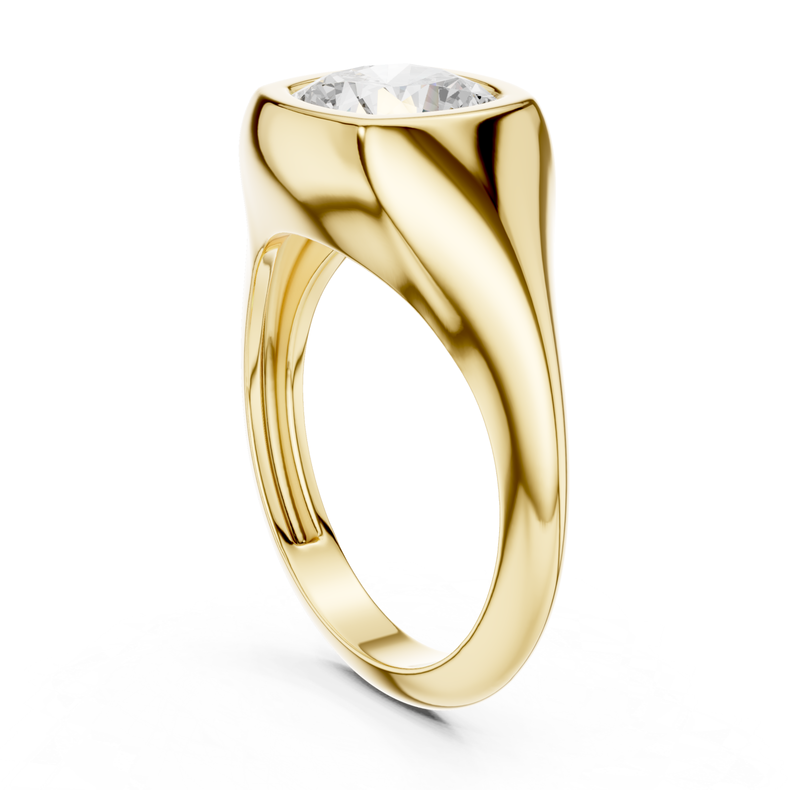  Gold Regal Contour Solitaire Ring Left View