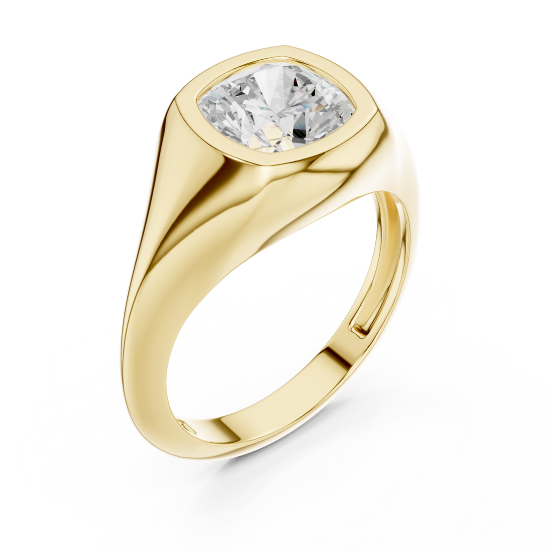 Gold Regal Contour Solitaire Ring Right View
