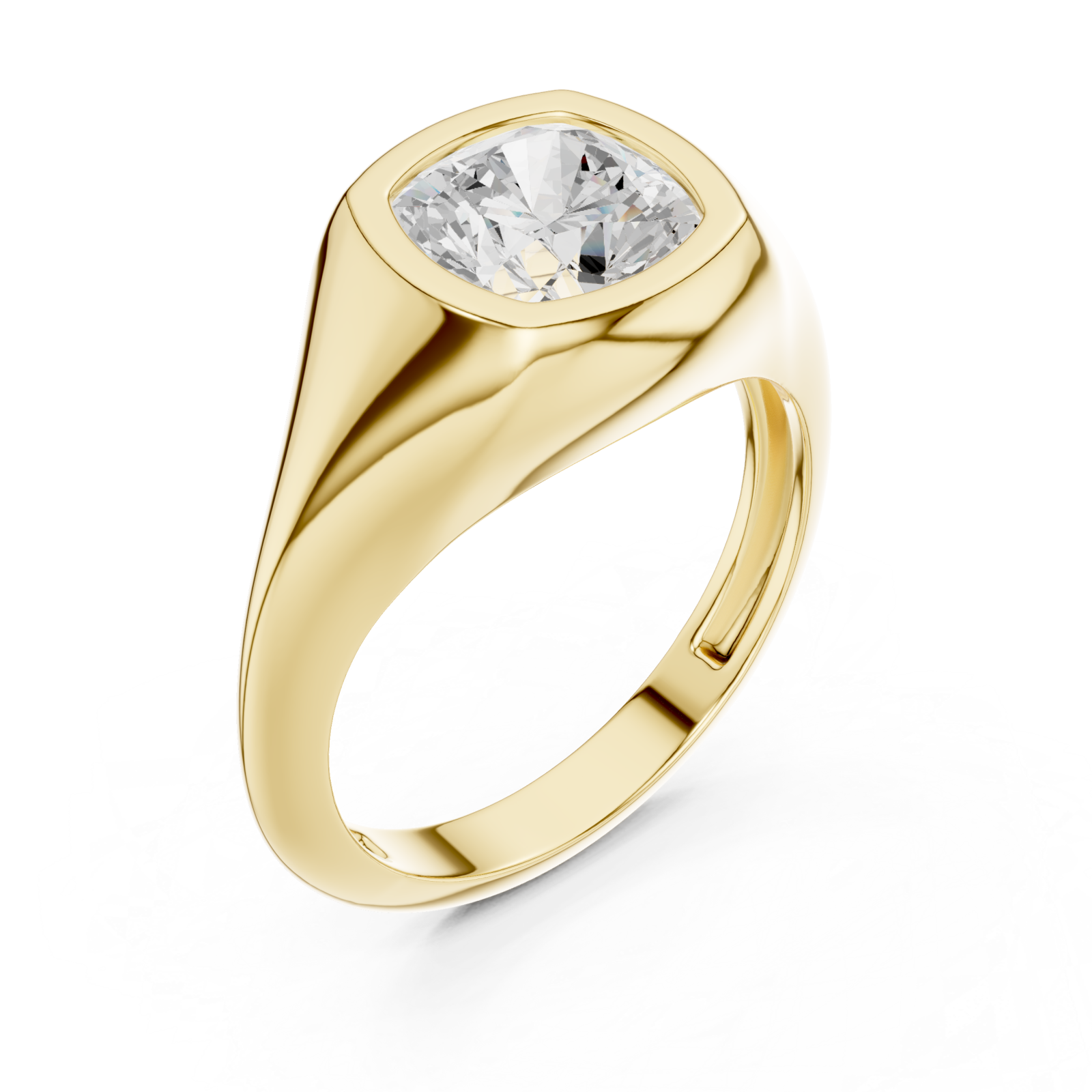 Gold Regal Contour Solitaire Ring Right View