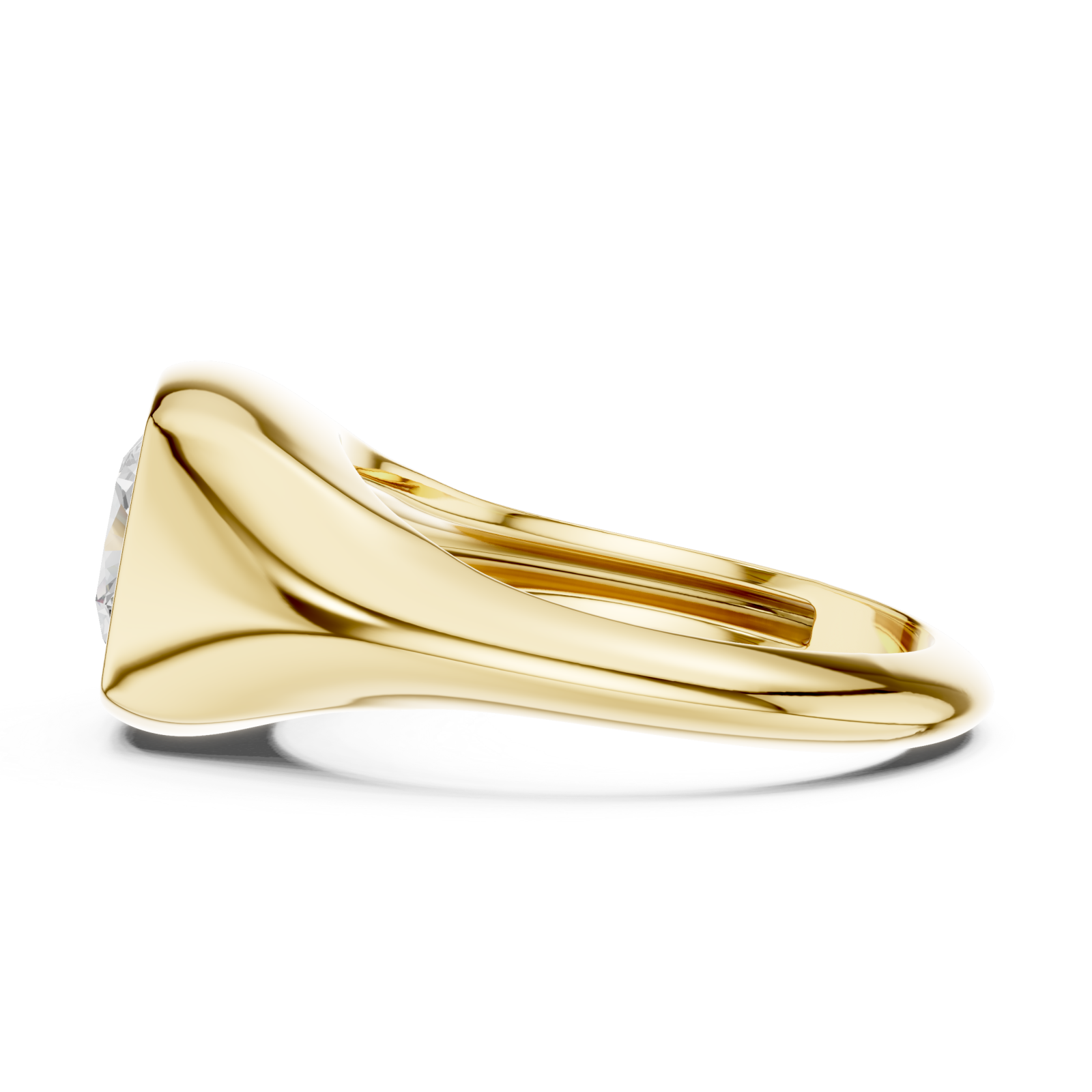  Gold Regal Contour Solitaire Ring Side View