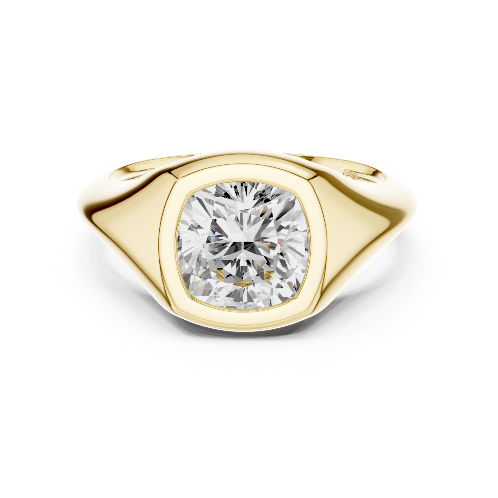  Gold Regal Contour Solitaire Ring Front View