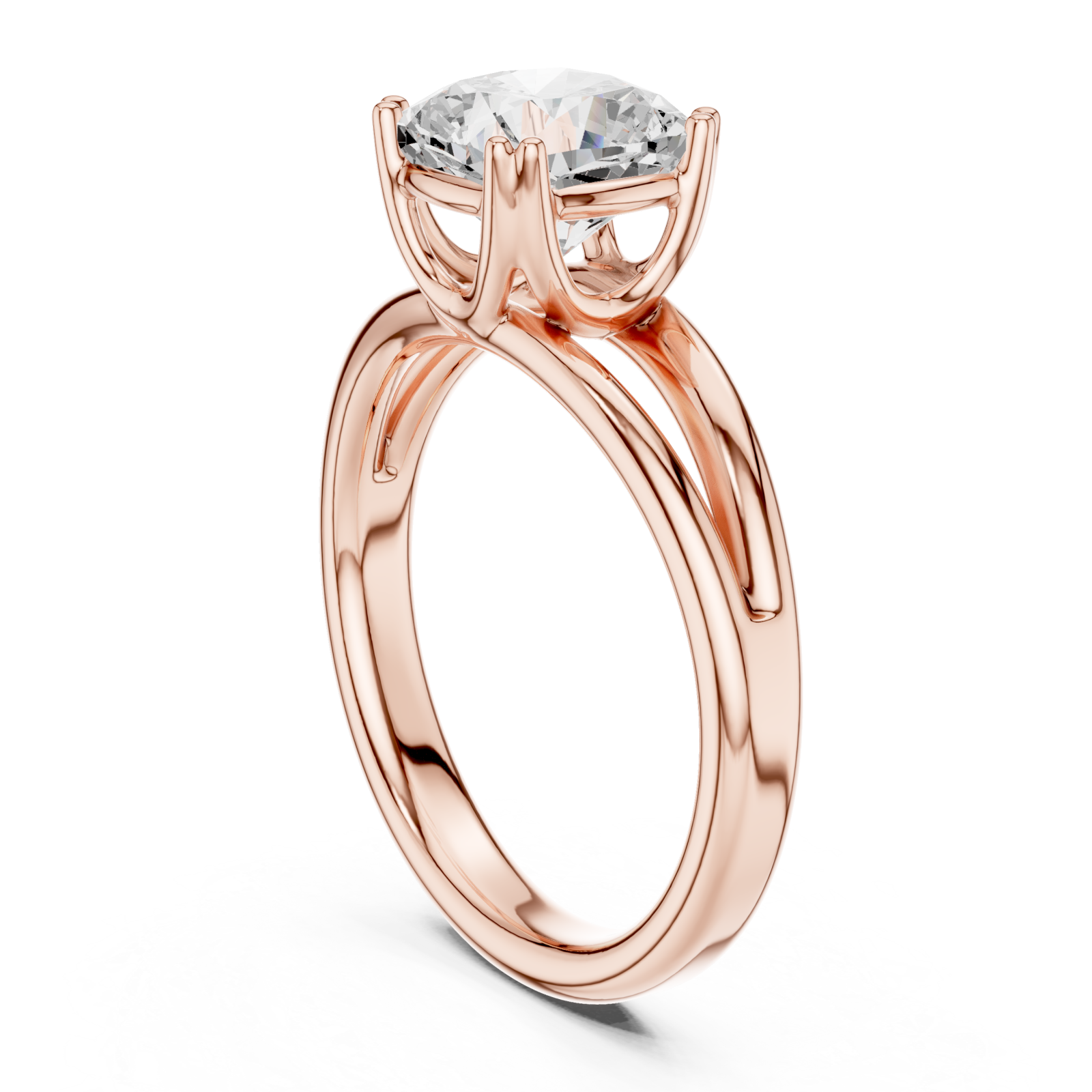  Rose Gold Lustrous Embrace Solitaire Ring Left View