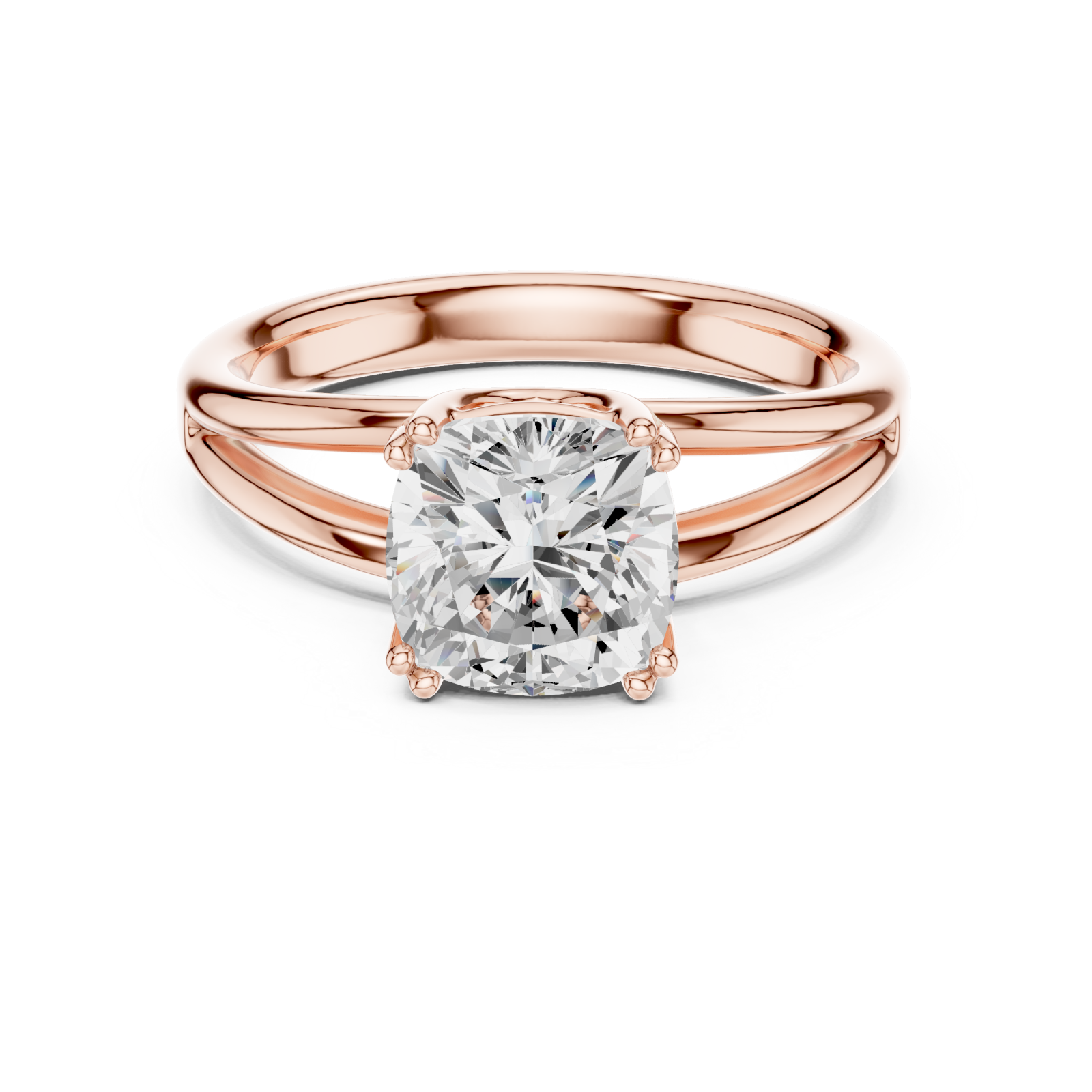  Rose Gold Lustrous Embrace Solitaire Ring Front View
