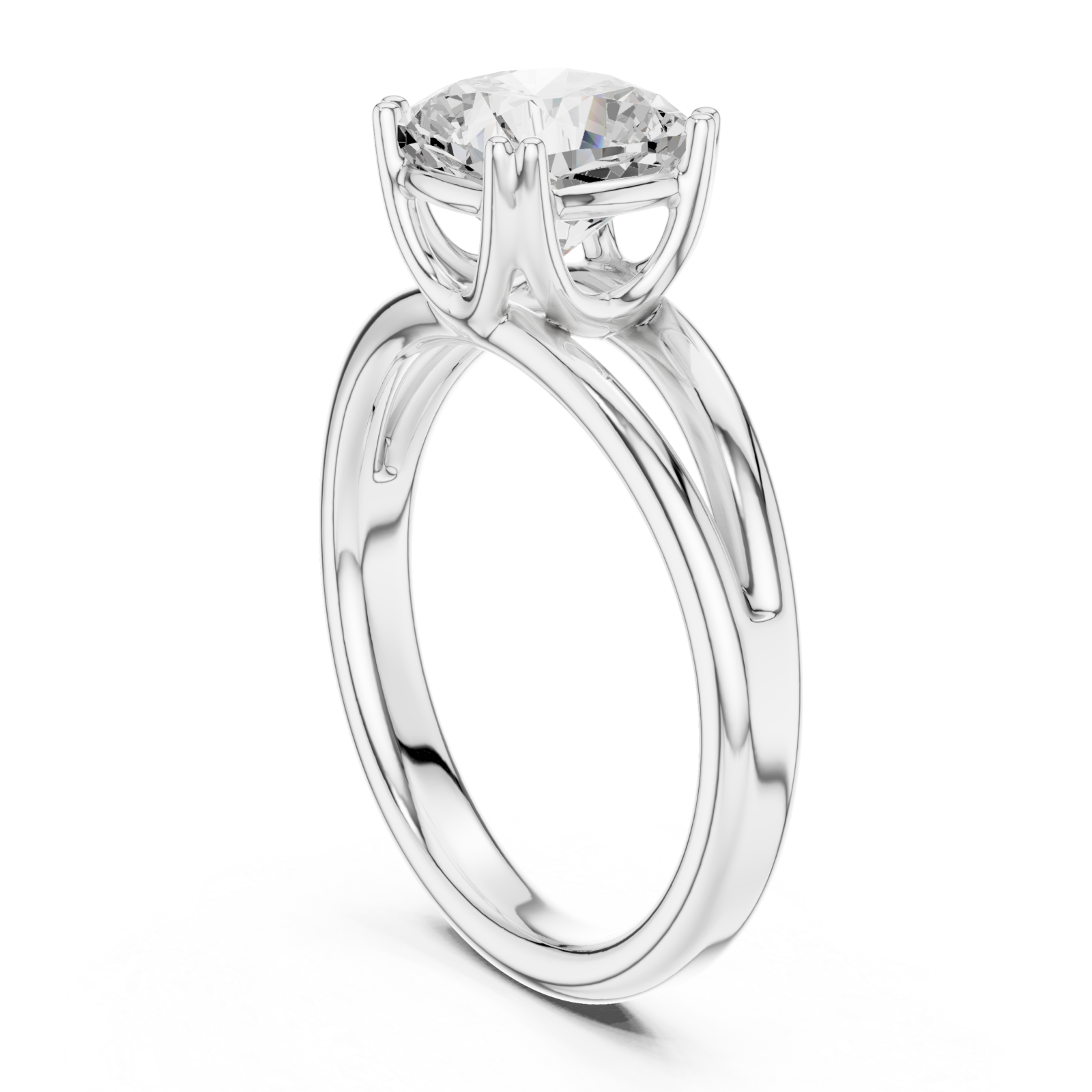  White Gold Lustrous Embrace Solitaire Ring Left View