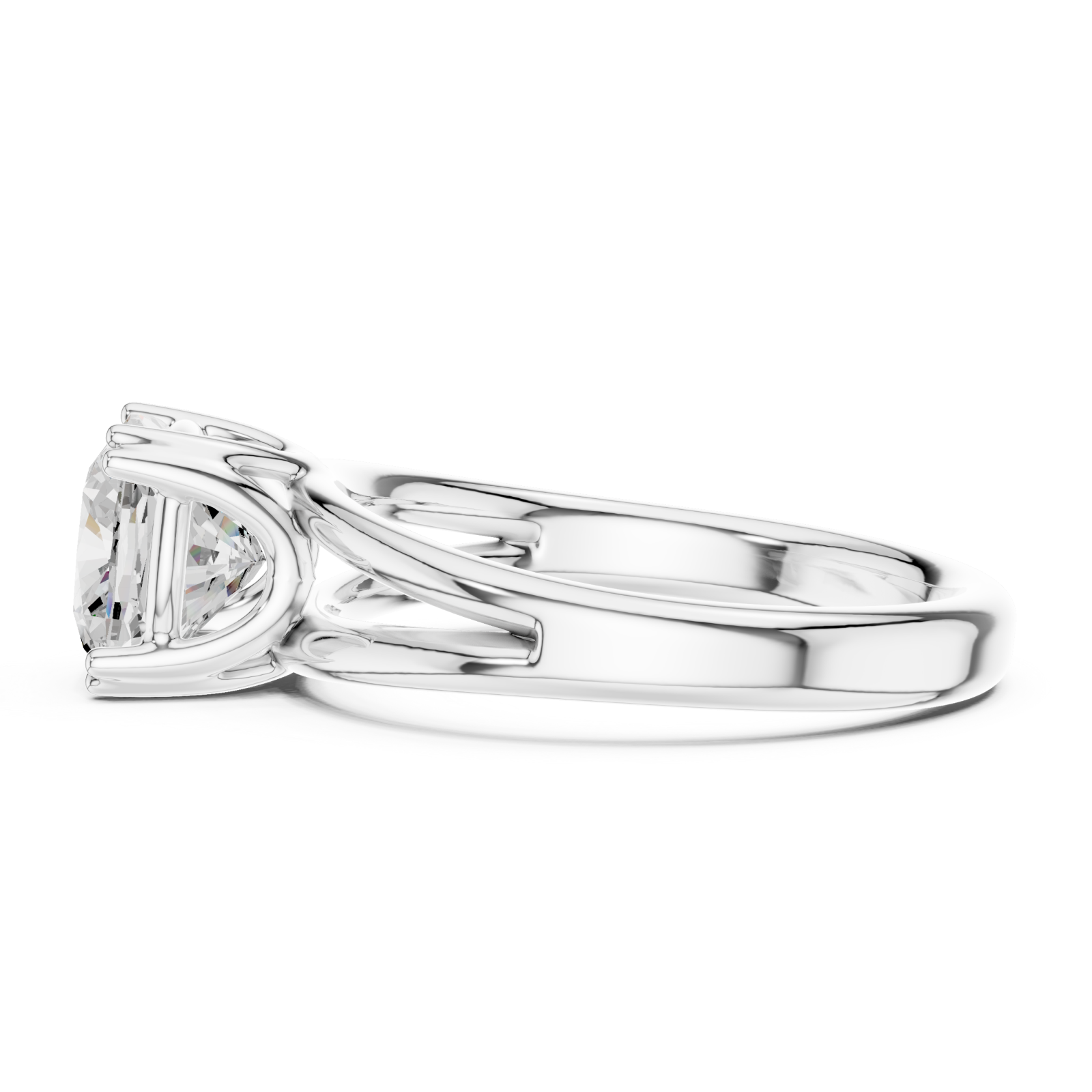  White Gold Lustrous Embrace Solitaire Ring Side View