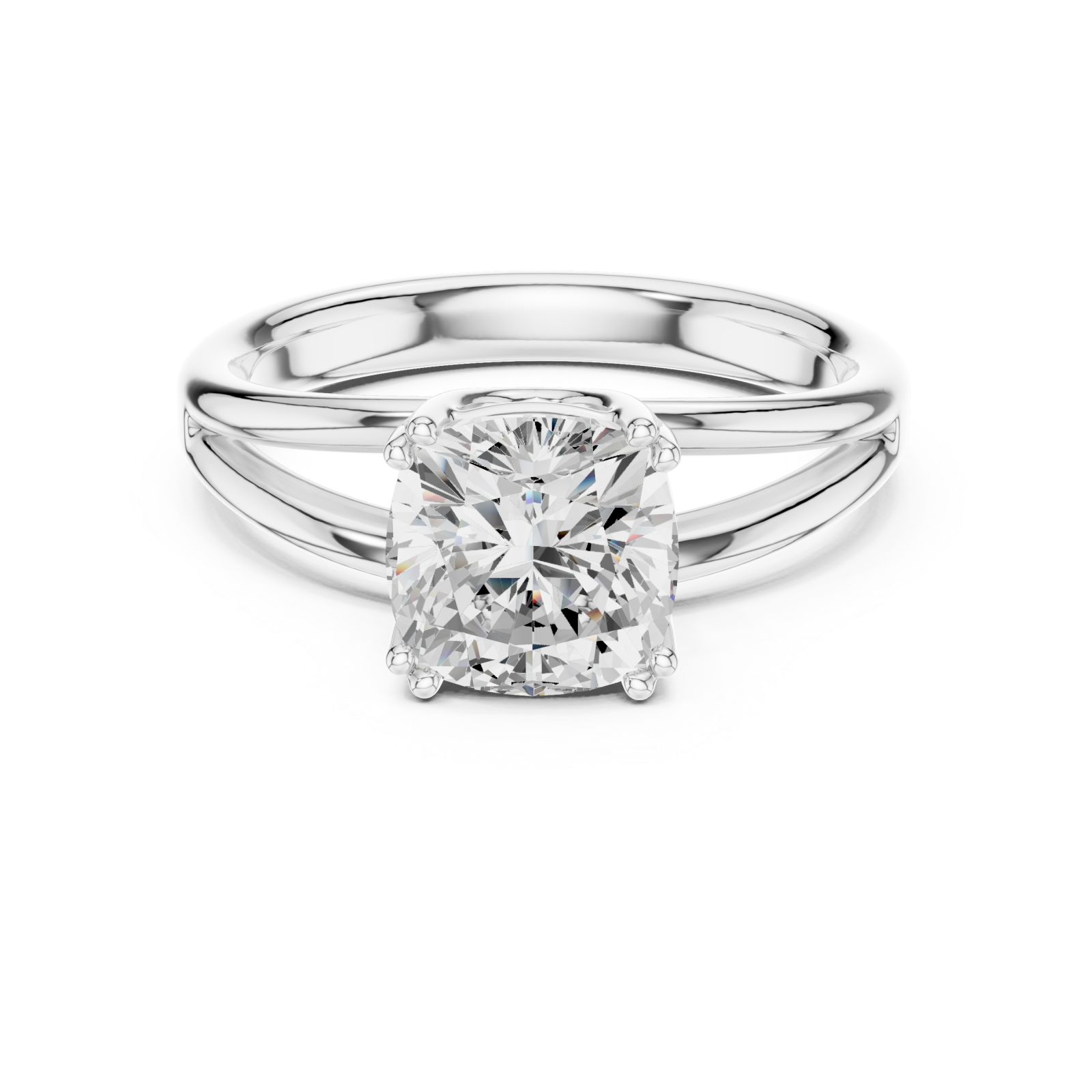  White Gold Lustrous Embrace Solitaire Ring Front View