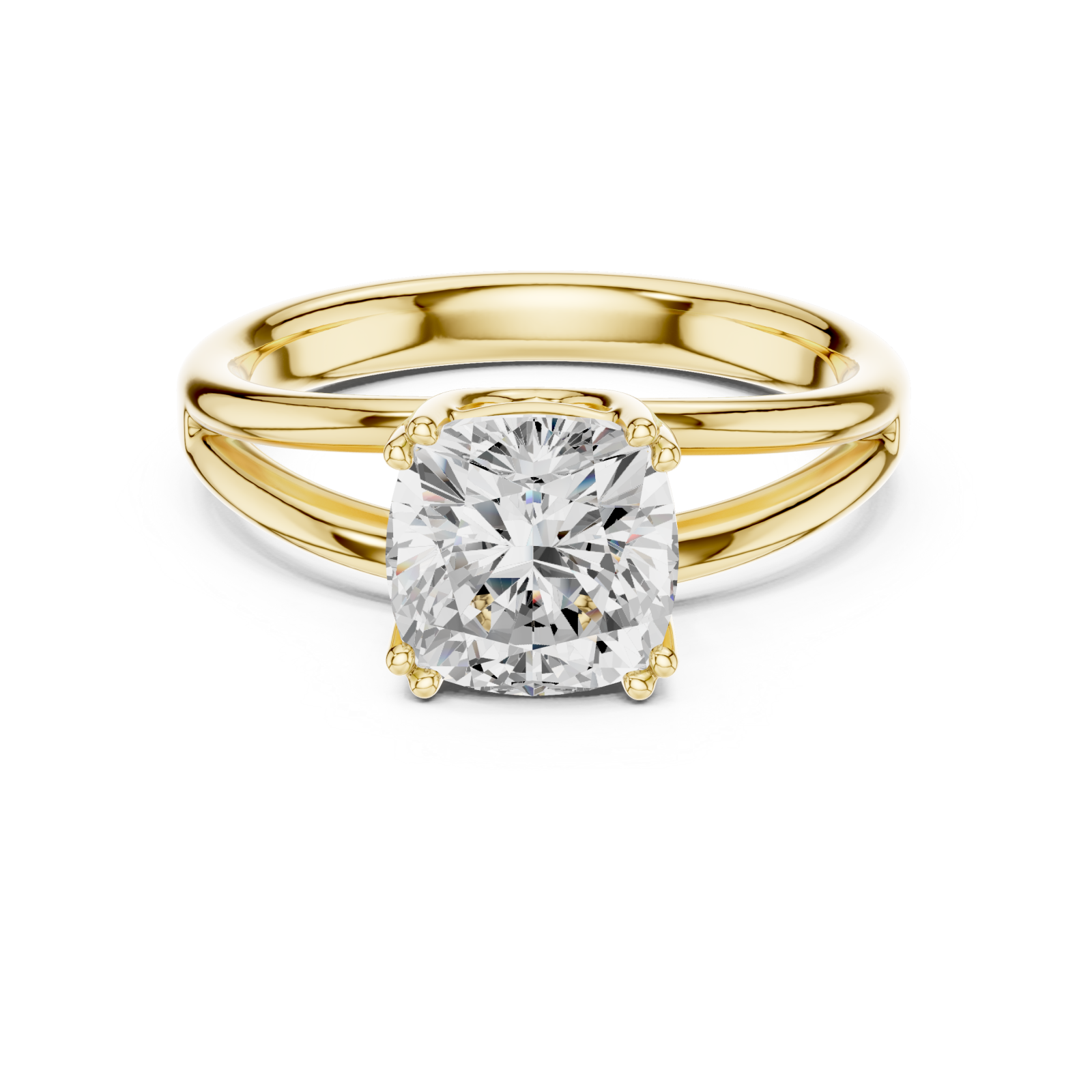 Gold Lustrous Embrace Solitaire Ring Front View