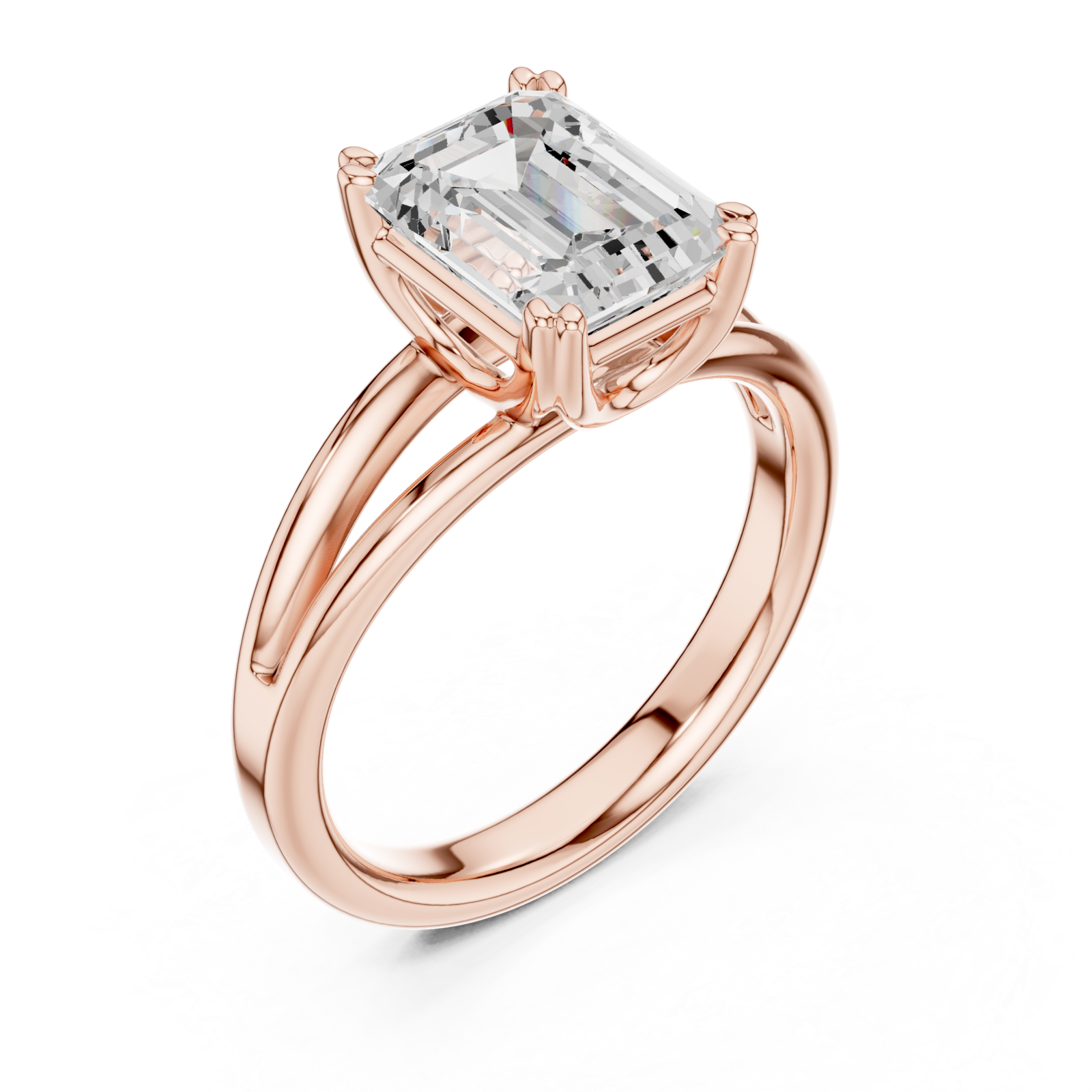  Rose Gold Radiant Emerald Cut Promise Ring Right View