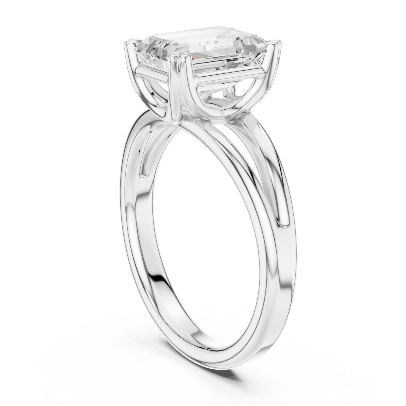  White Gold Radiant Emerald Cut Promise Ring Left View