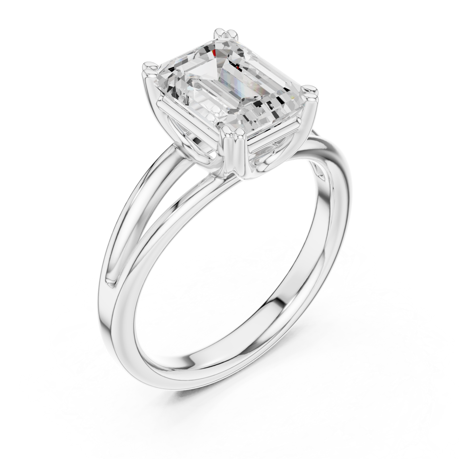  White Gold Radiant Emerald Cut Promise Ring Right View