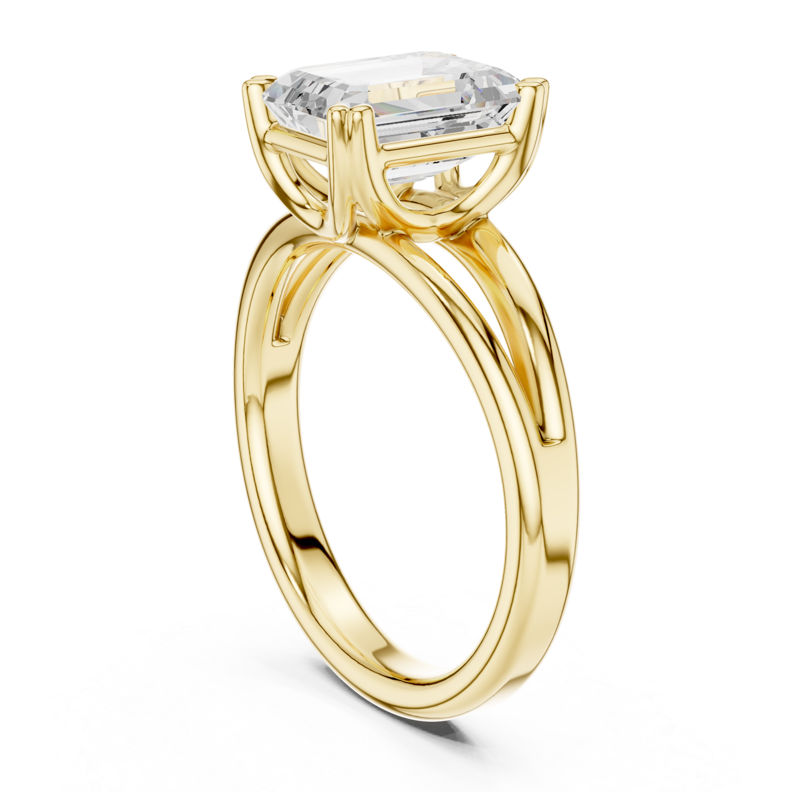  Gold Radiant Emerald Cut Promise Ring Left View