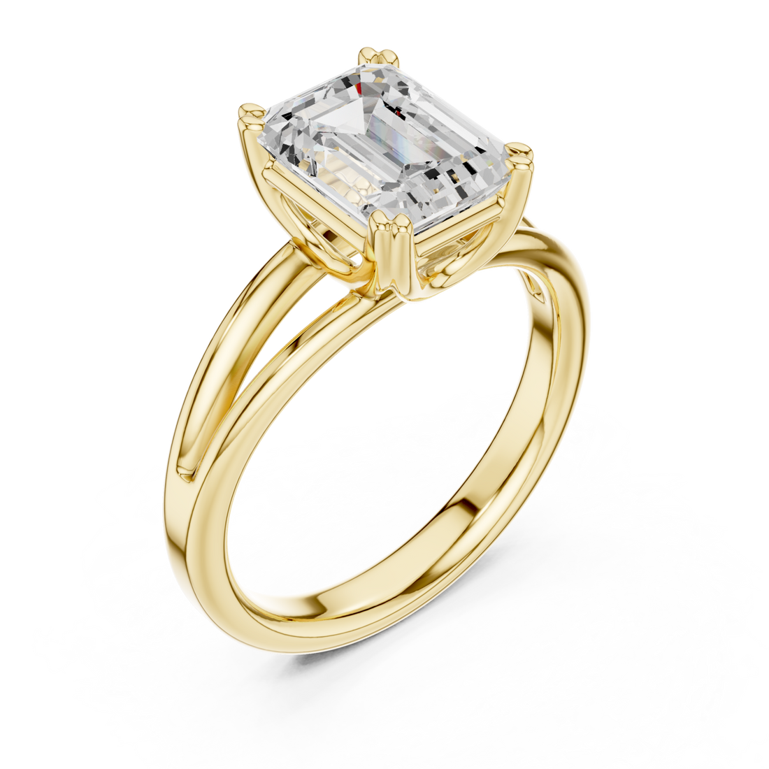Gold Radiant Emerald Cut Promise Ring Right View
