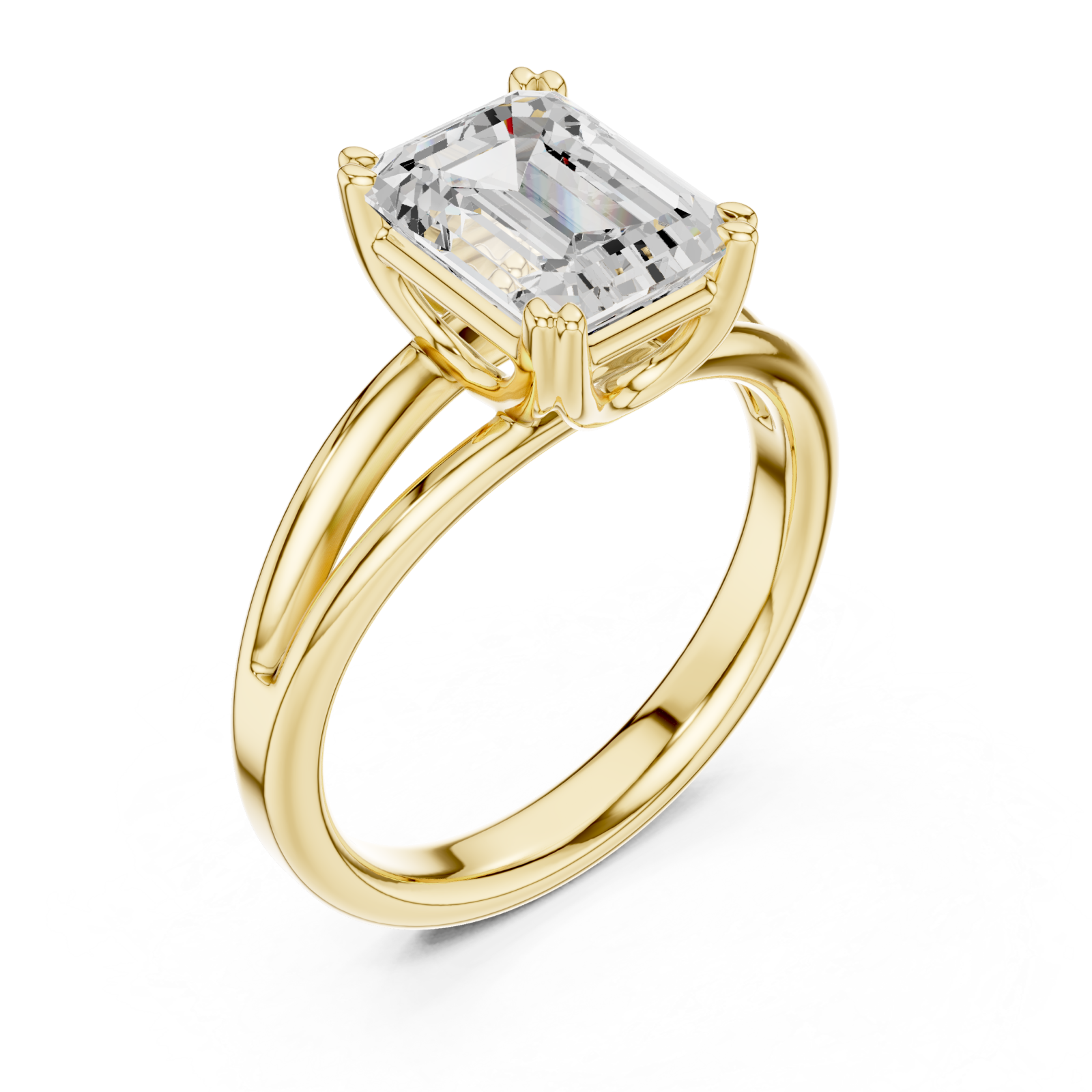 Gold Radiant Emerald Cut Promise Ring Right View