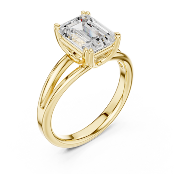 Gold Radiant Emerald Cut Promise Ring Right View