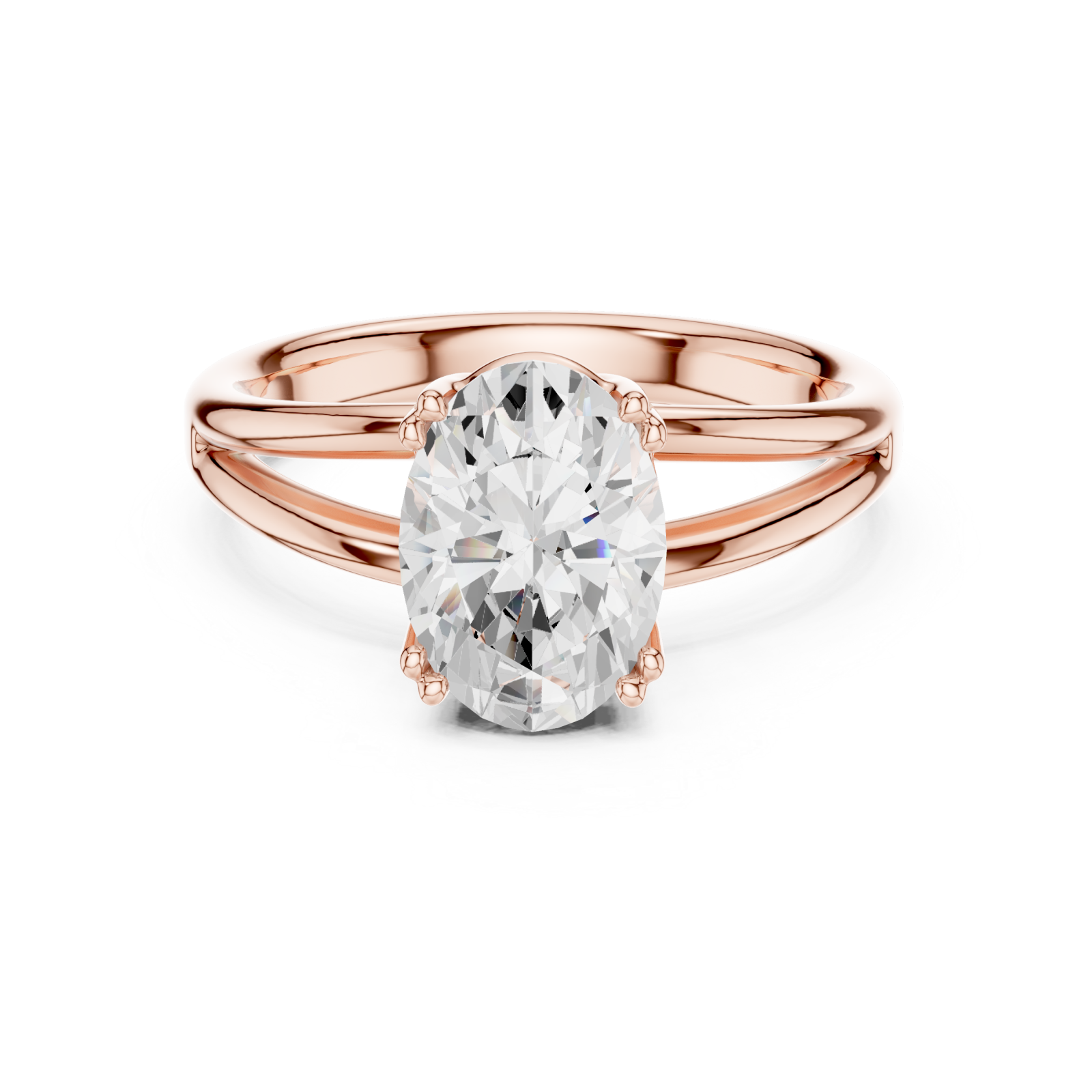  Rose Gold Heartsong Oval Solitaire Ring Front View