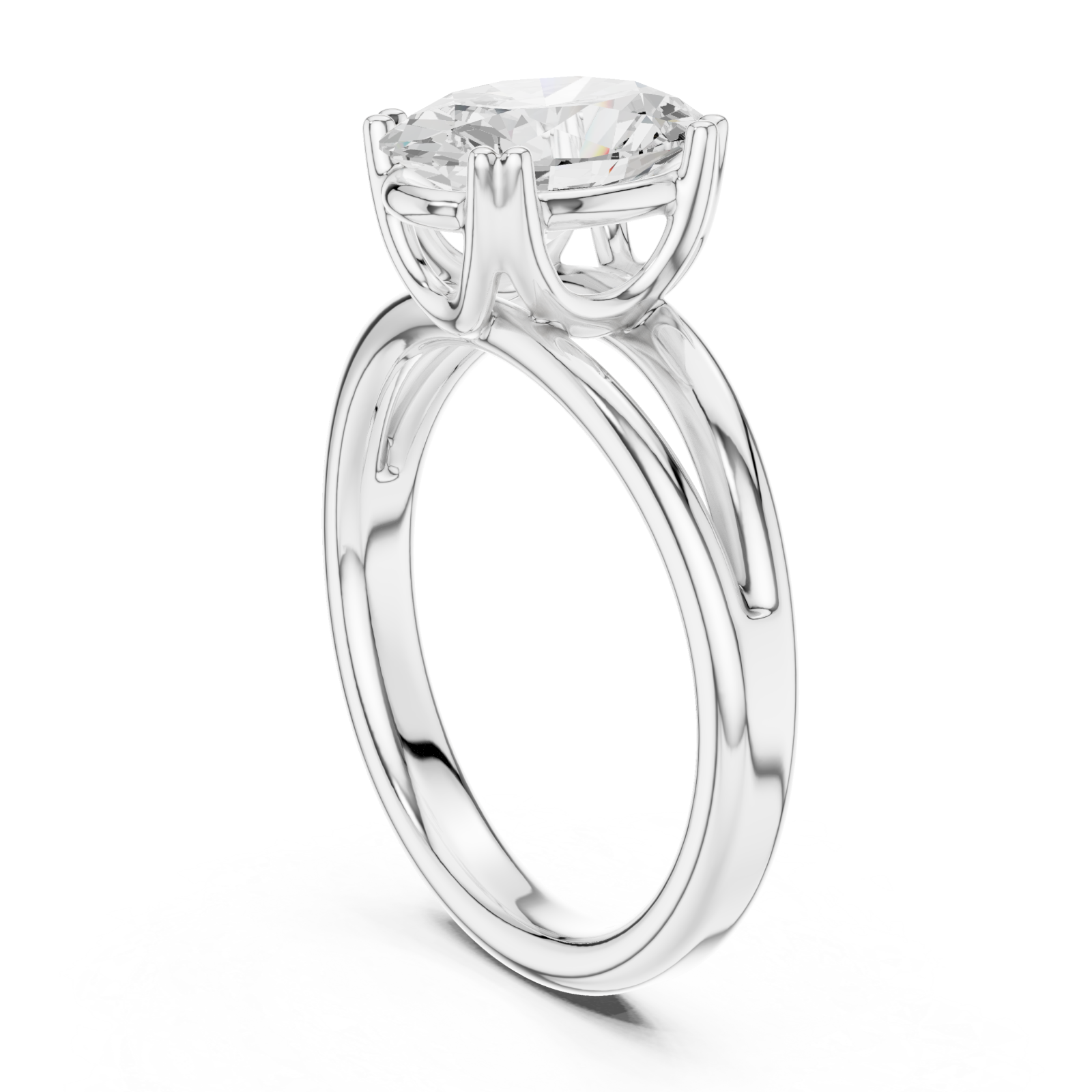  White Gold Heartsong Oval Solitaire Ring Left View