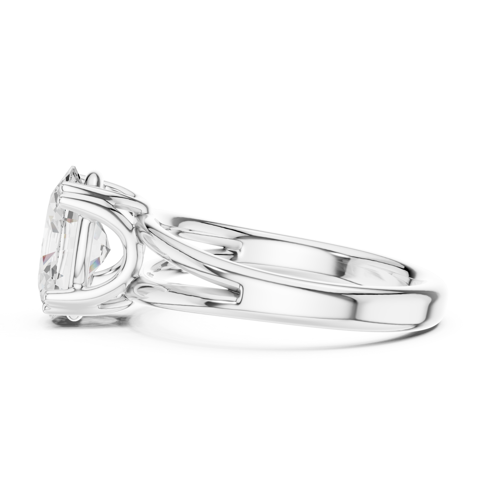  White Gold Heartsong Oval Solitaire Ring Side View