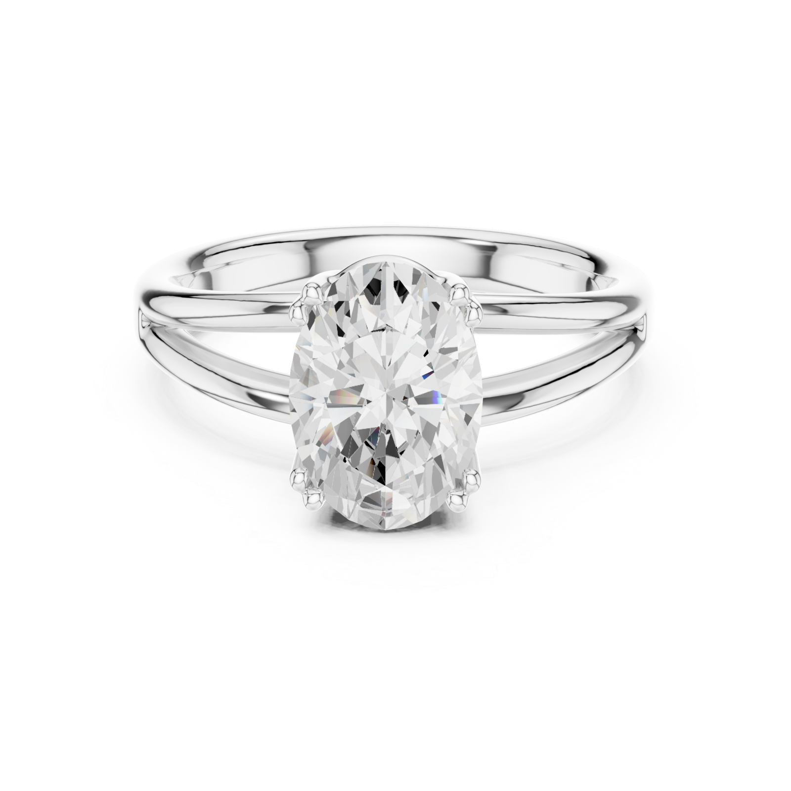  White Gold Heartsong Oval Solitaire Ring Front View