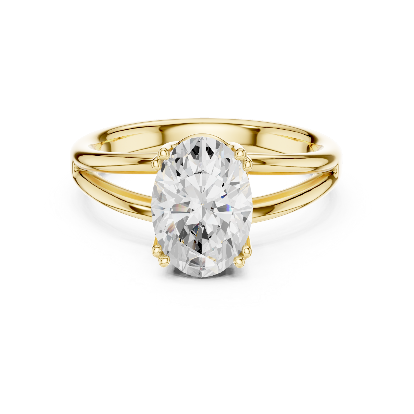  Gold Heartsong Oval Solitaire Ring Front View