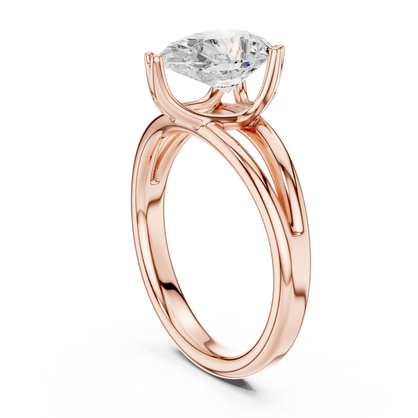  Rose Gold Eternal Crest Modern Band Ring Left View