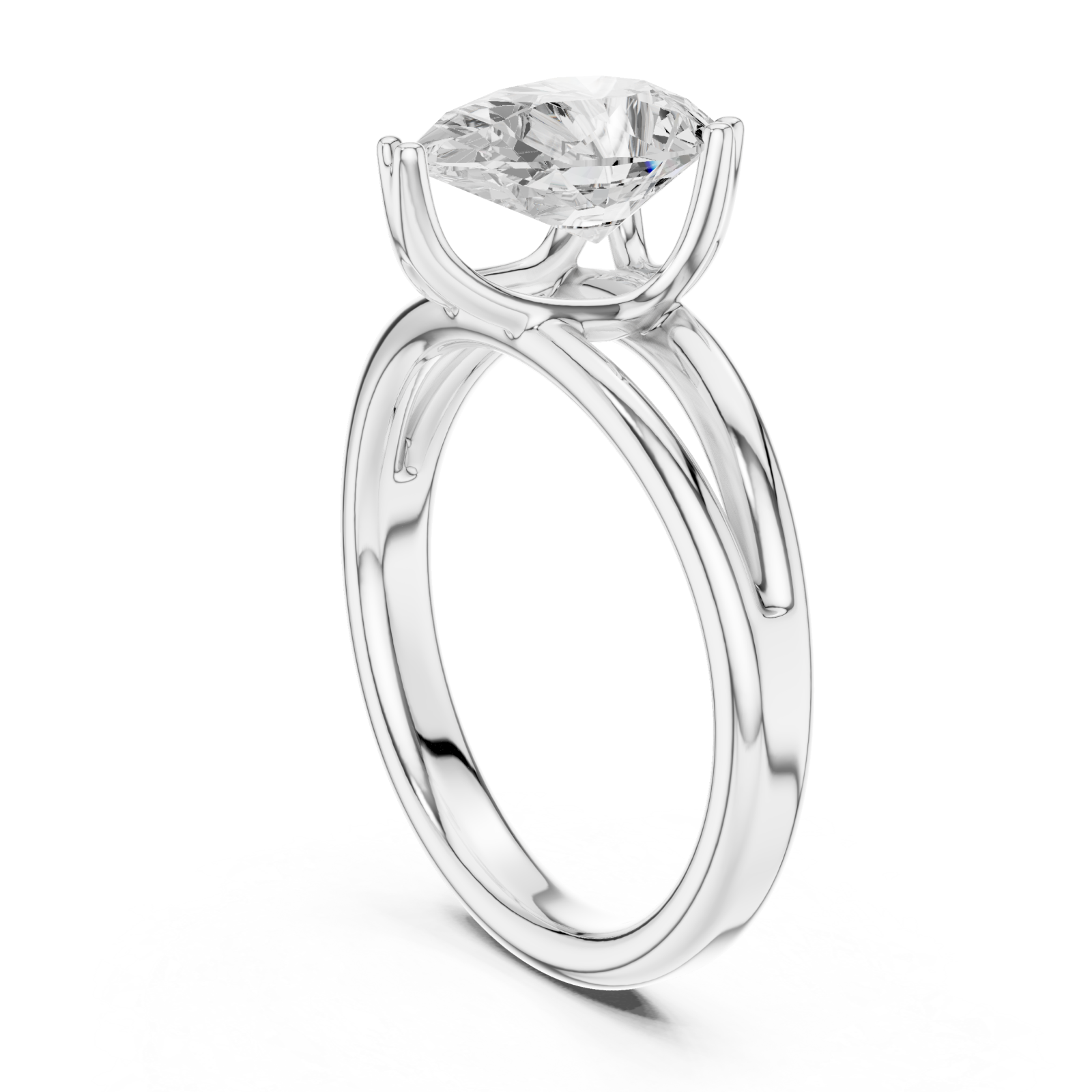  White Gold Eternal Crest Modern Band Ring Left View