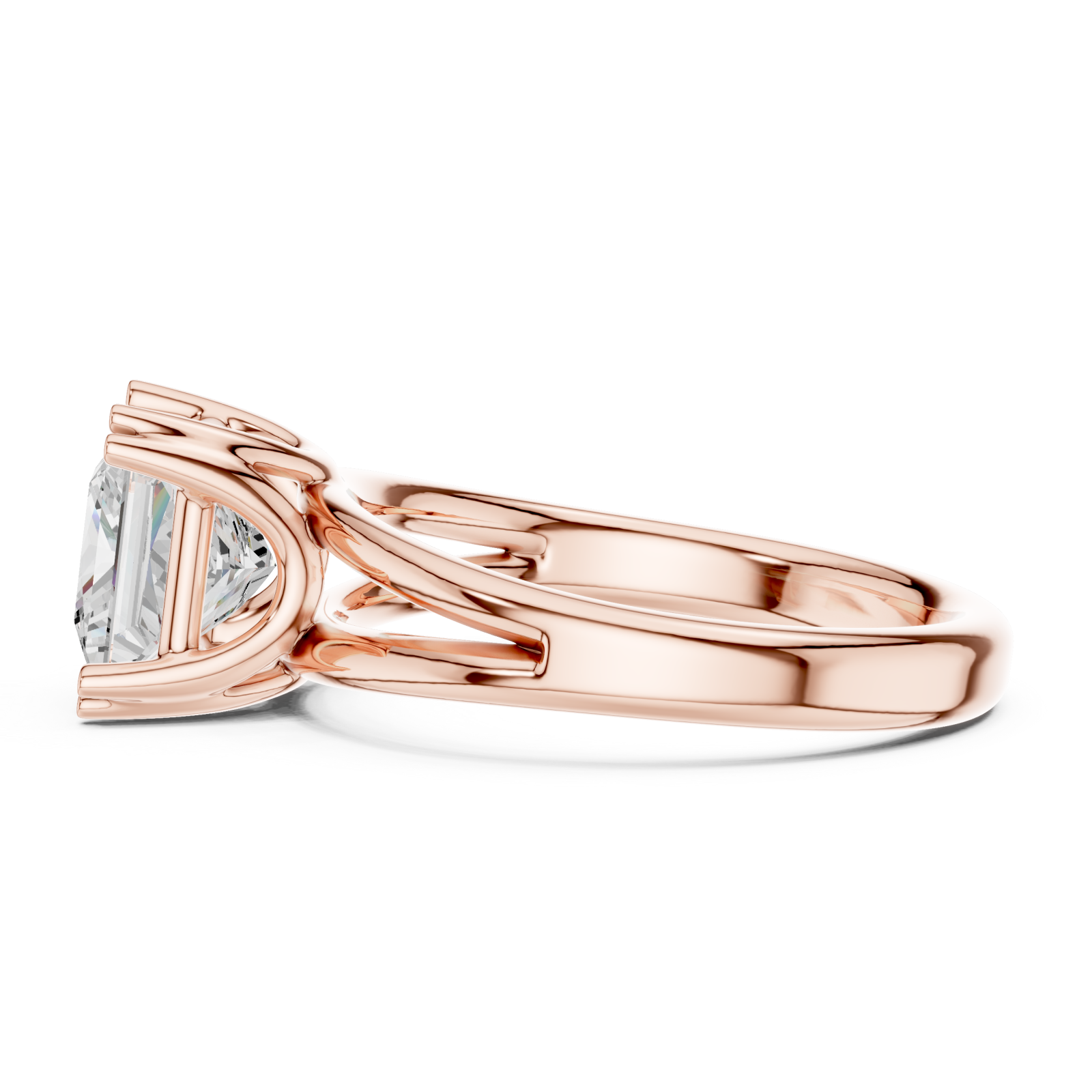  Rose Gold Majesty Cushion Embrace Ring Side View
