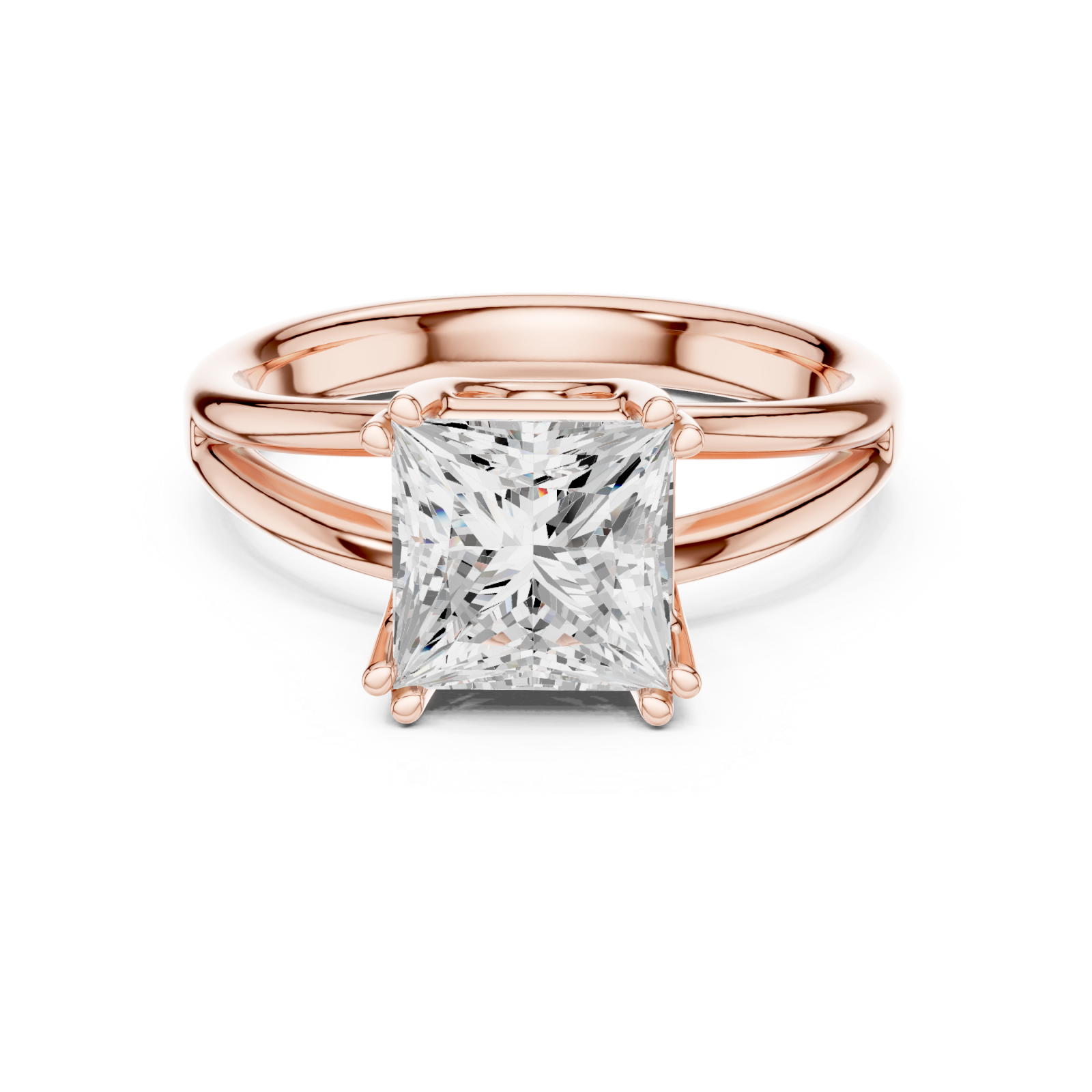  Rose Gold Majesty Cushion Embrace Ring Front View