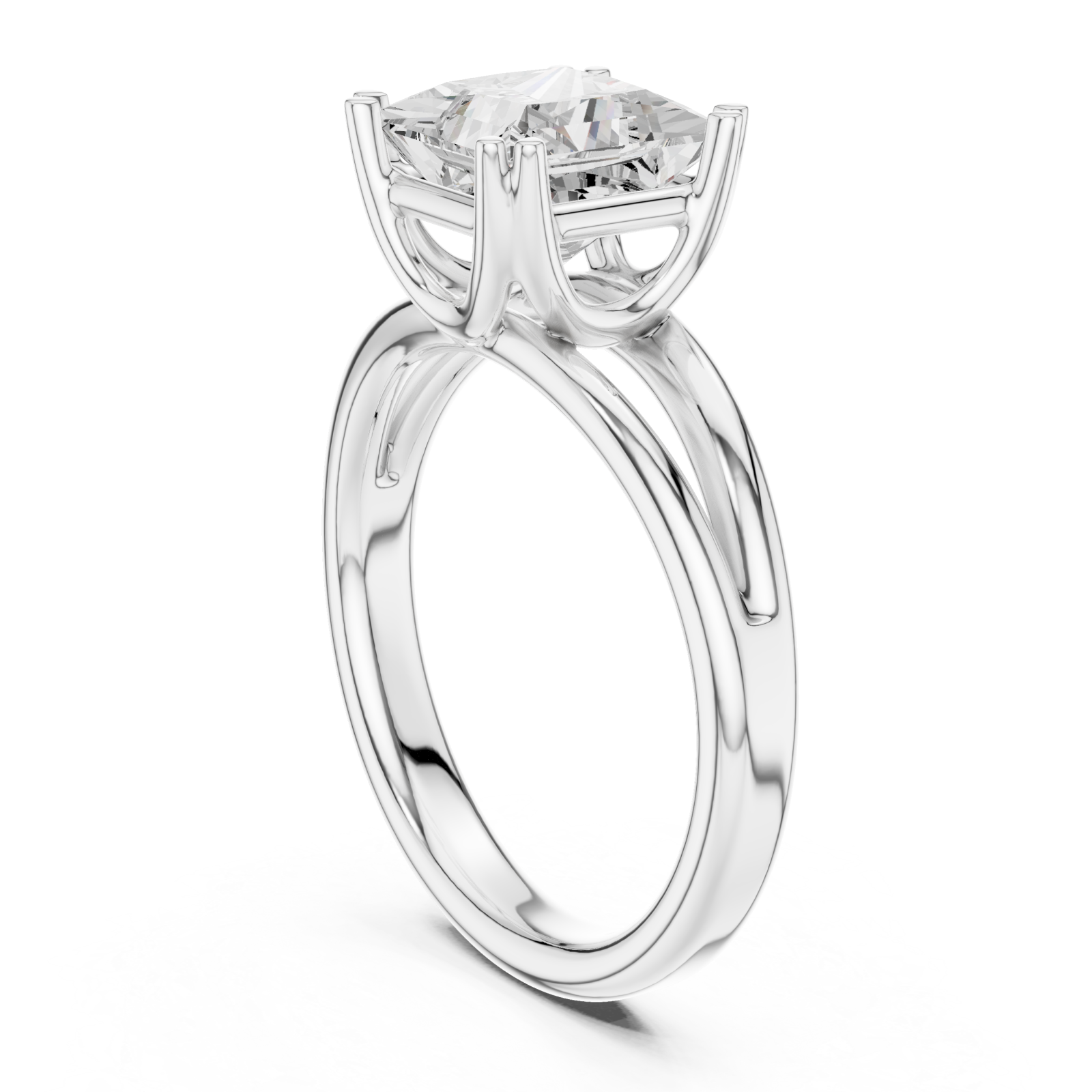  White Gold Majesty Cushion Embrace Ring Left View