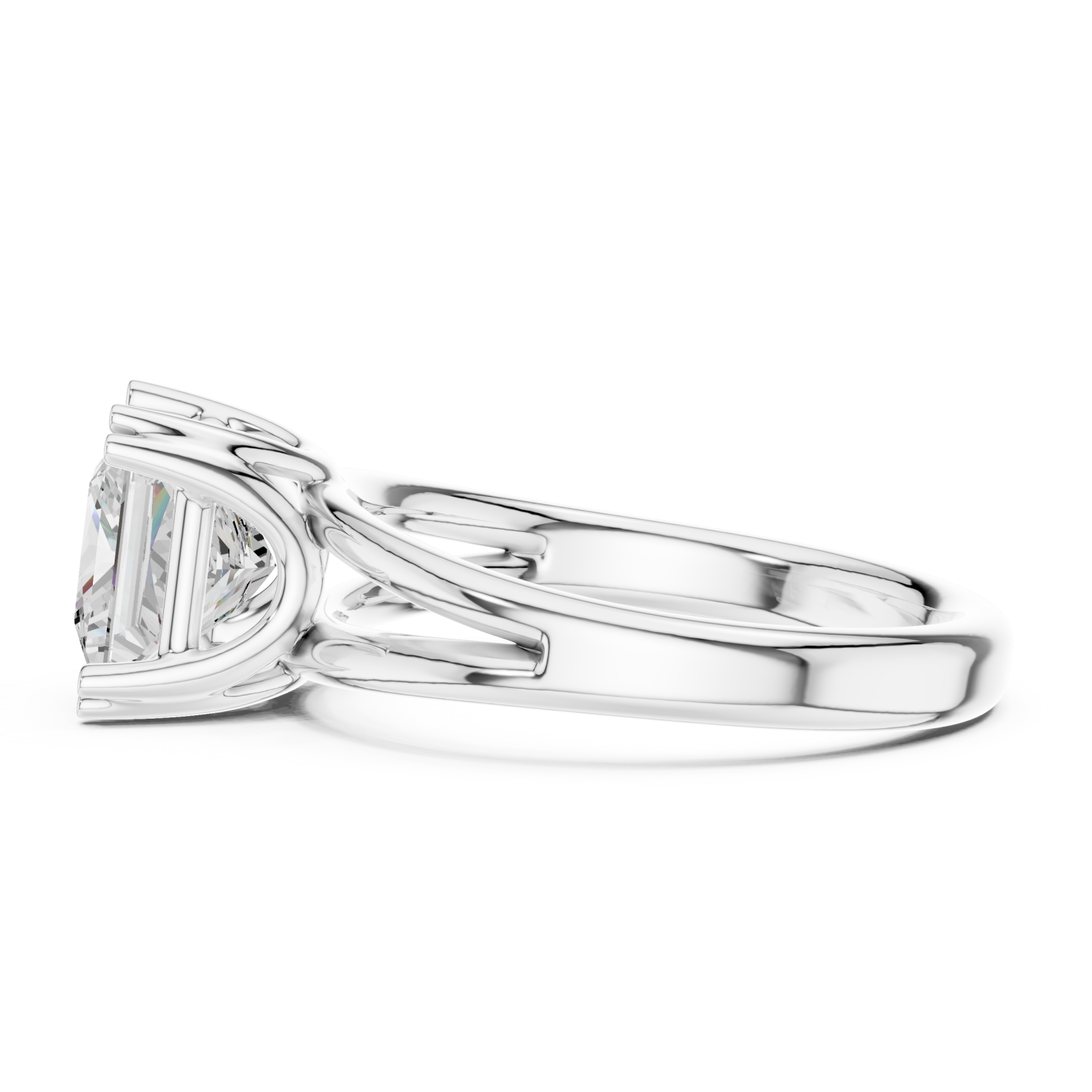  White Gold Majesty Cushion Embrace Ring Side View
