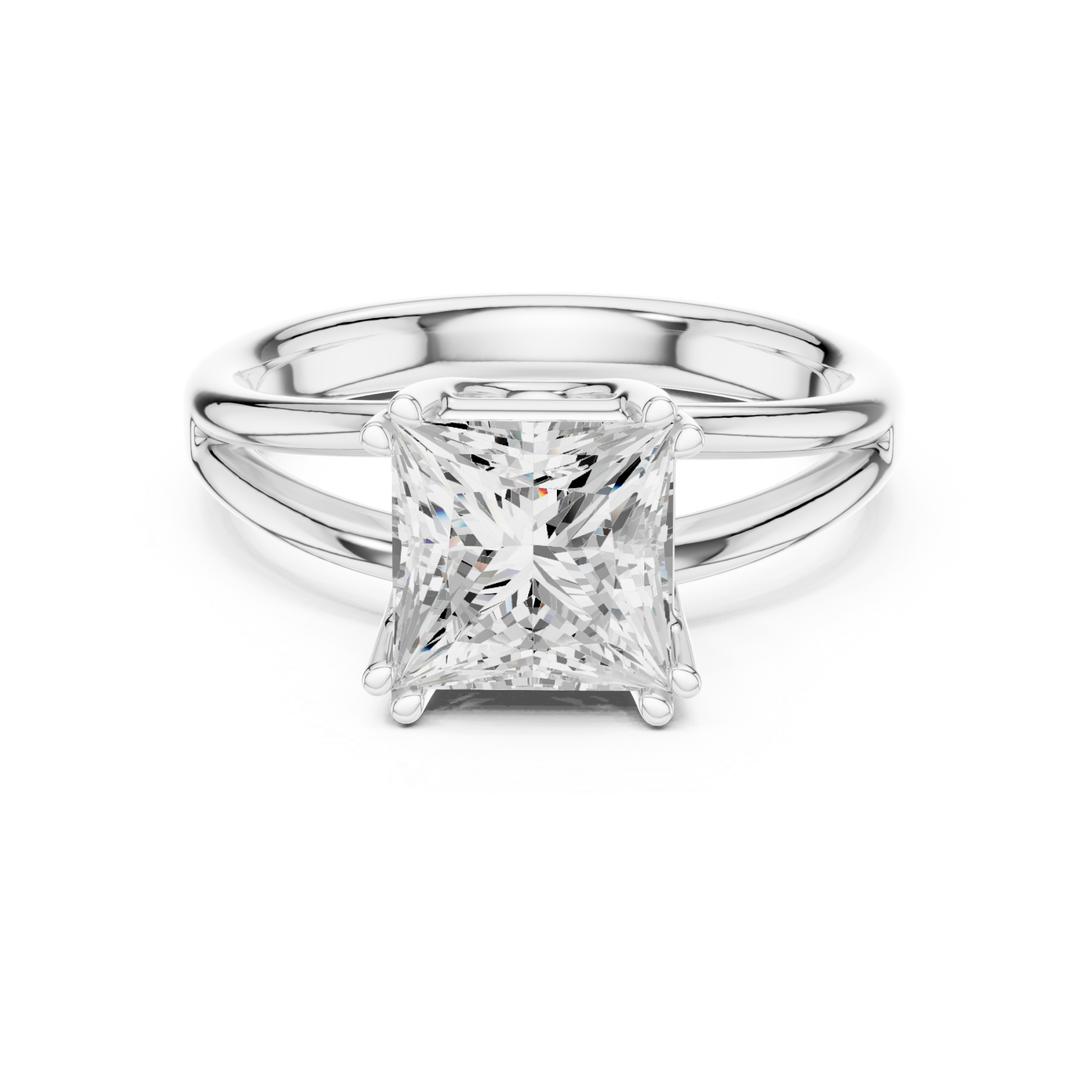  White Gold Majesty Cushion Embrace Ring Front View