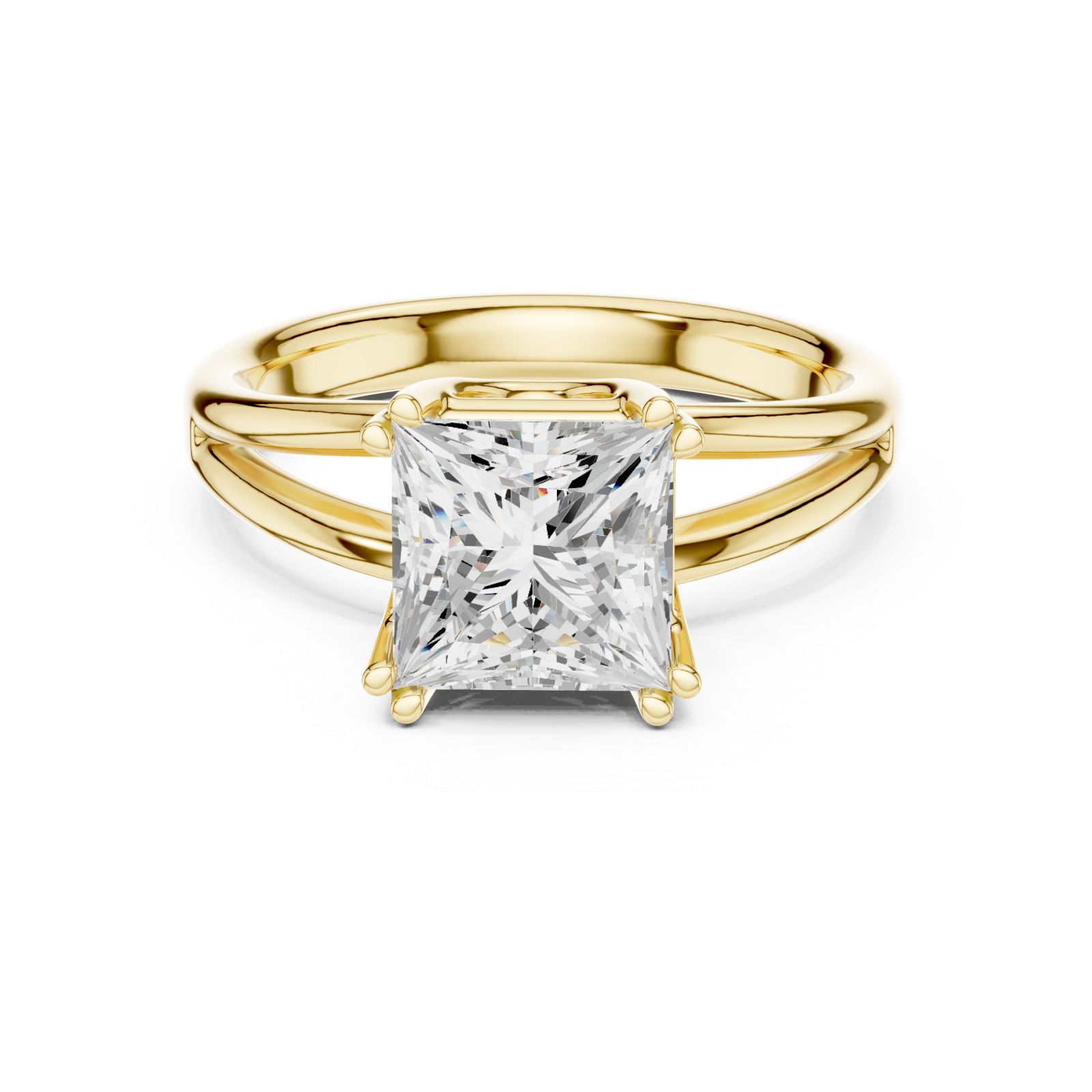  Gold Majesty Cushion Embrace Ring Front View