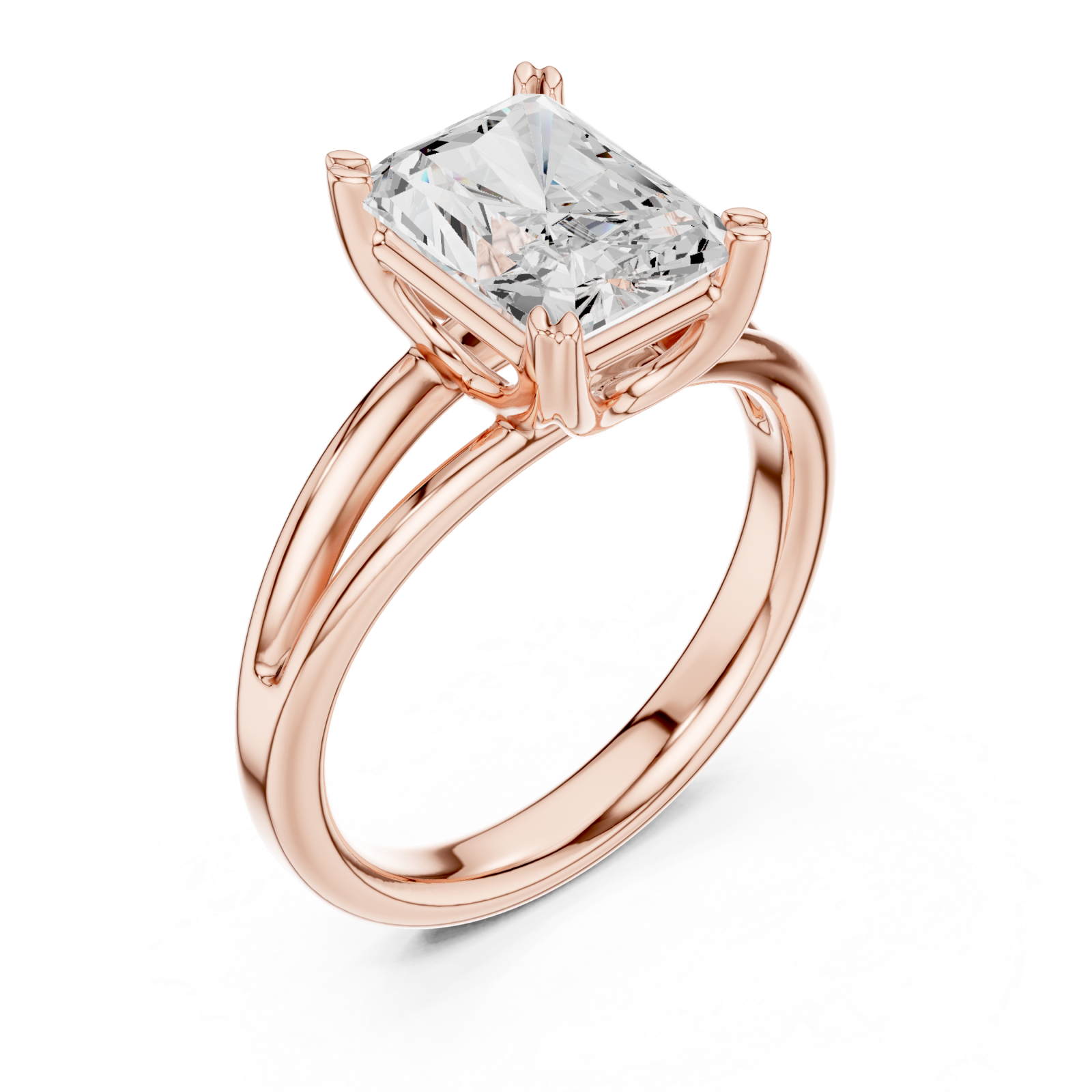  Rose Gold Radiant Crown Solitaire Ring Right View
