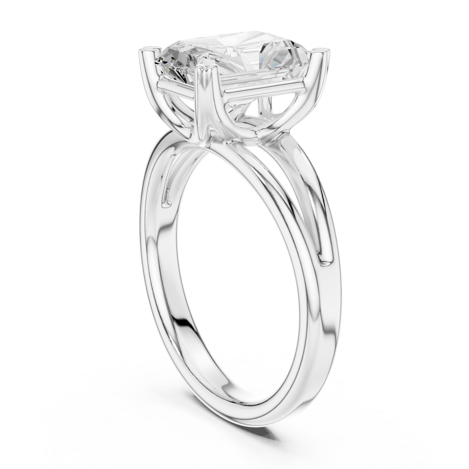  White Gold Radiant Crown Solitaire Ring Left View