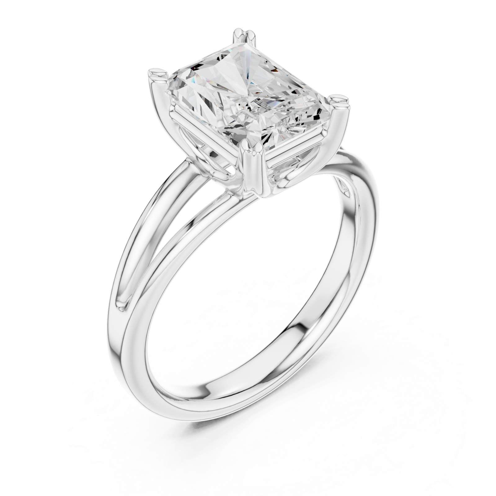  White Gold Radiant Crown Solitaire Ring Right View