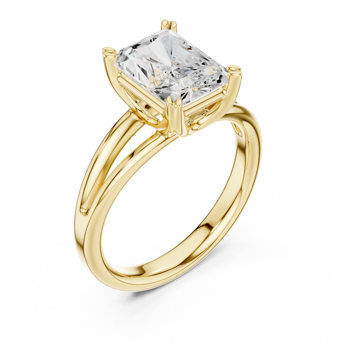 Gold Radiant Crown Solitaire Ring Right View