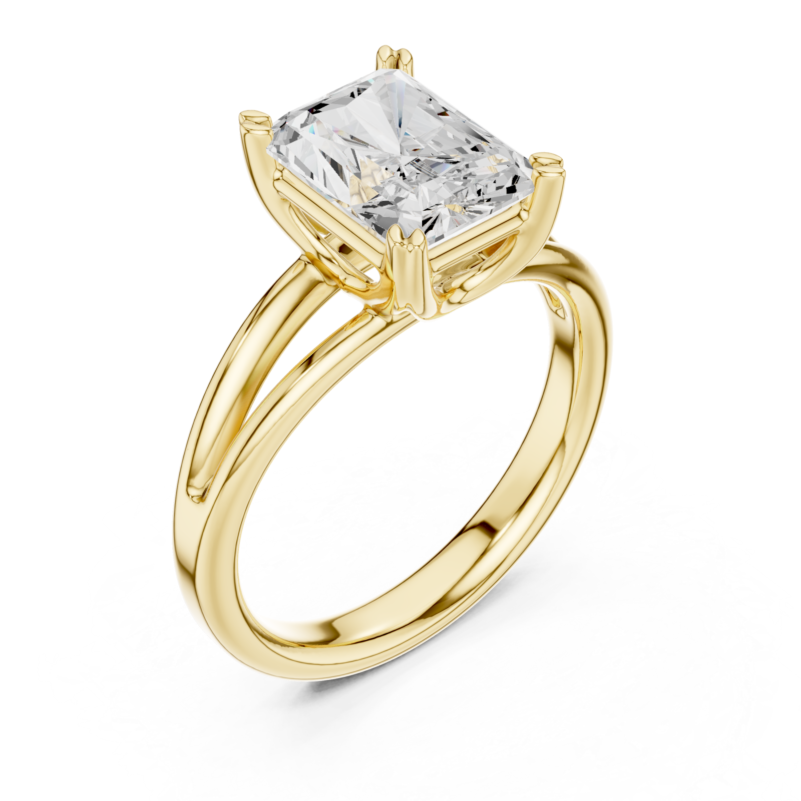 Gold Radiant Crown Solitaire Ring Right View