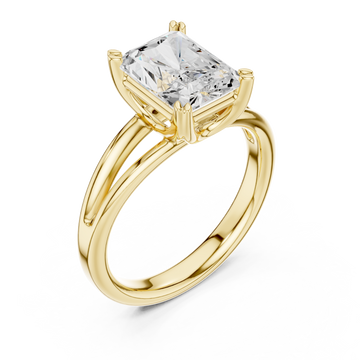 Gold Radiant Crown Solitaire Ring Right View