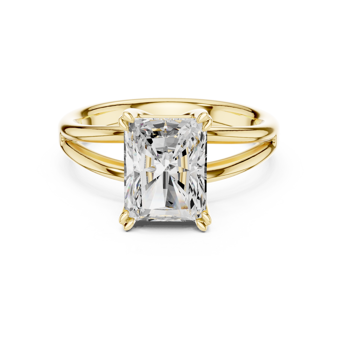 Gold Radiant Crown Solitaire Ring Right View
