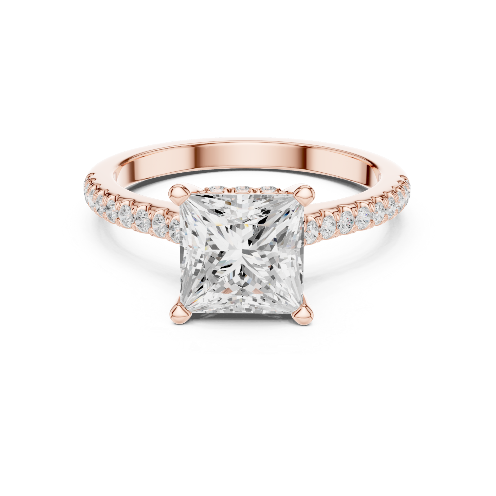  Rose Gold Celestial Embrace Petite Solitaire Elegance Ring Front View