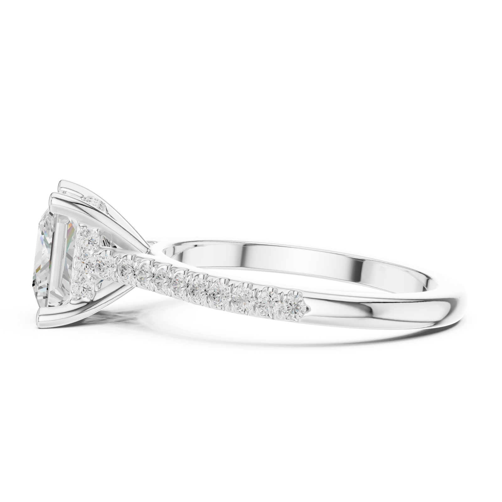  White Gold Celestial Embrace Petite Solitaire Elegance Ring Side View