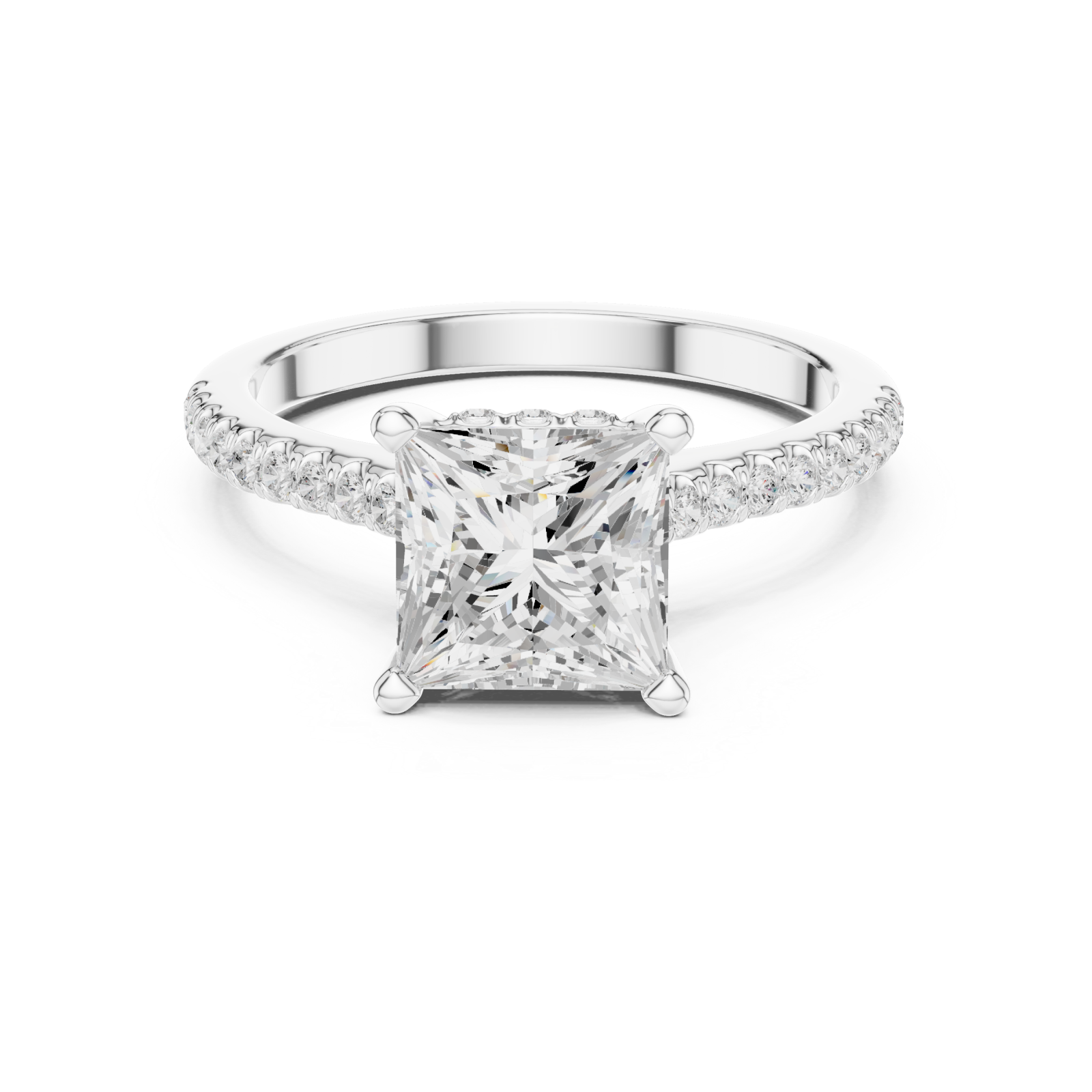  White Gold Celestial Embrace Petite Solitaire Elegance Ring Front View