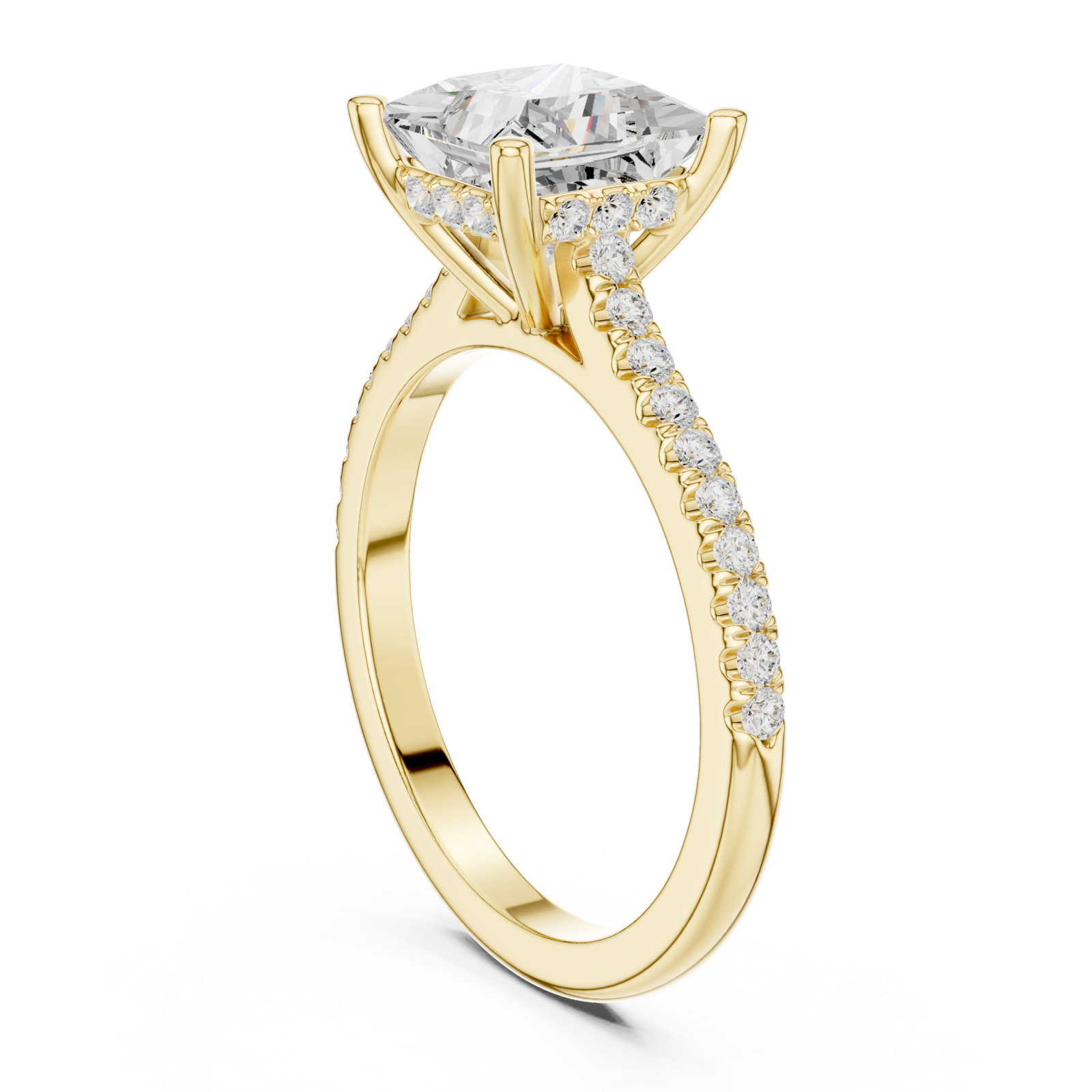  Gold Celestial Embrace Petite Solitaire Elegance Ring Left View