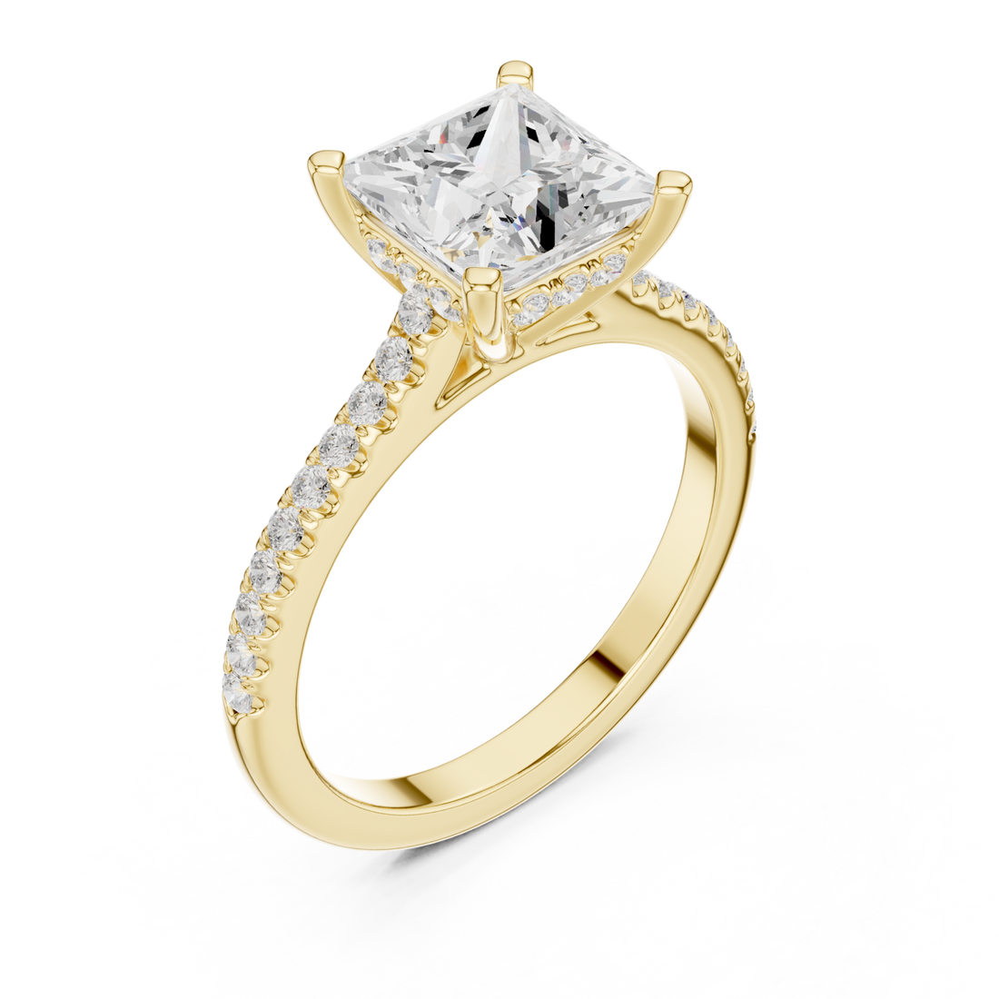 Gold Celestial Embrace Petite Solitaire Elegance Ring Right View